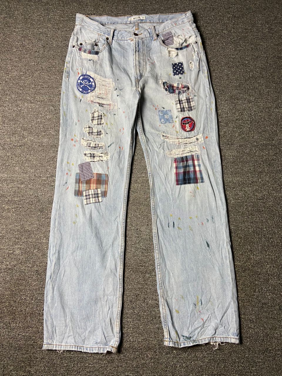 Japanese Brand ILLS Brand Custom Patchwork Denim Jeans (157) Size US 34 / EU 50 - 1 Thumbnail