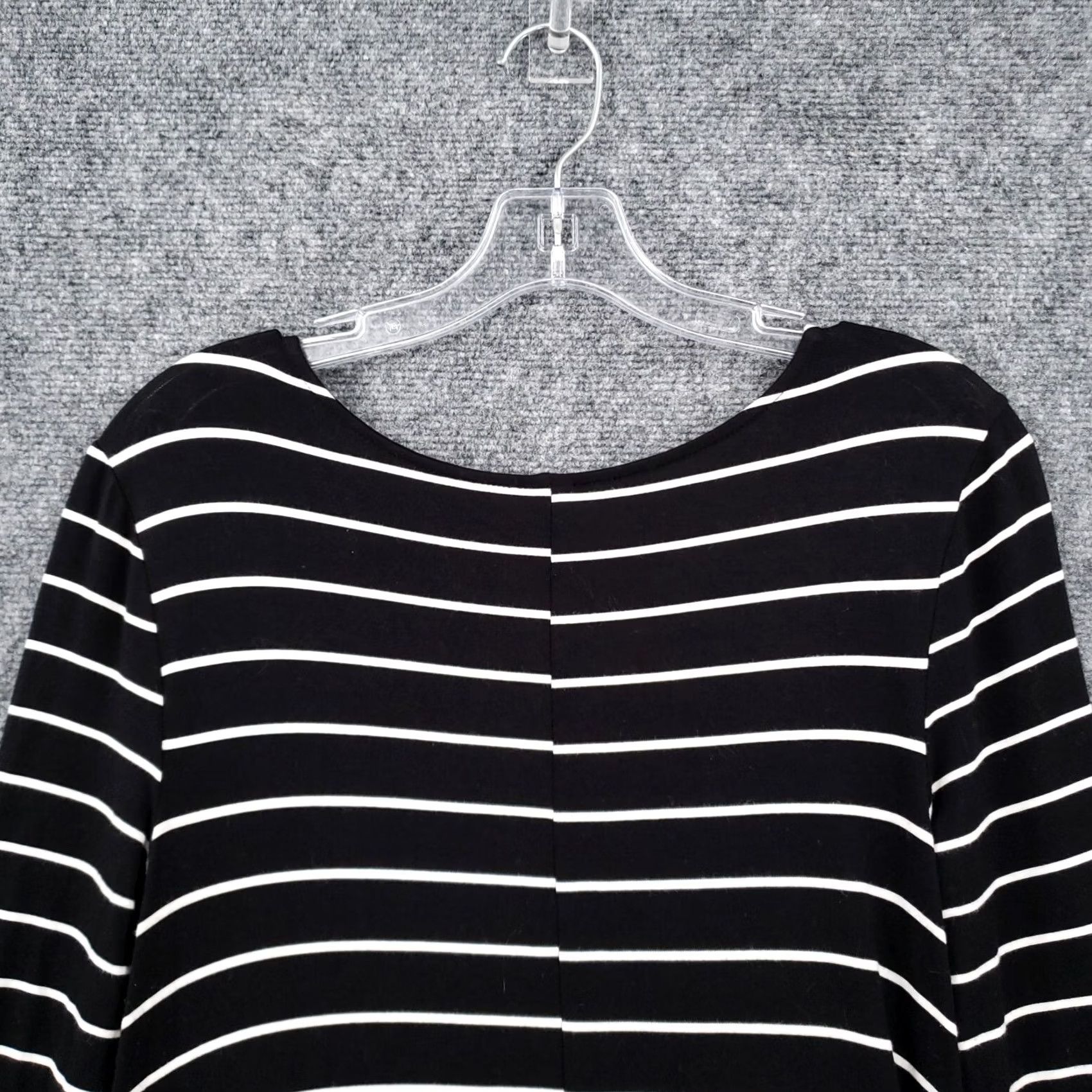 Old Navy Old Navy Women Petites Dress Black Midi Tunic Stripes Round Long Sleeve SP Small Size S / US 4 / IT 40 - 3 Thumbnail