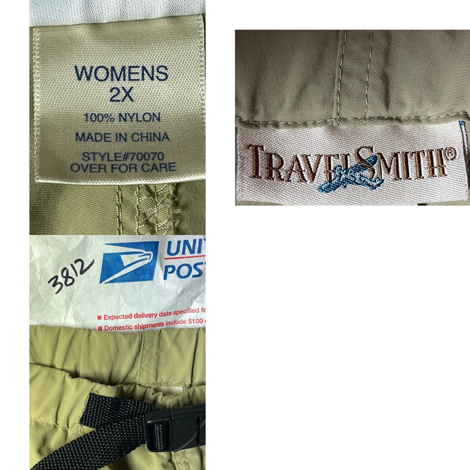 Vintage TravelSmith Pants Women's Plus 2X Beige Elastic Waist High Rise Flat Front Size 40" / US 18 - 8 Thumbnail