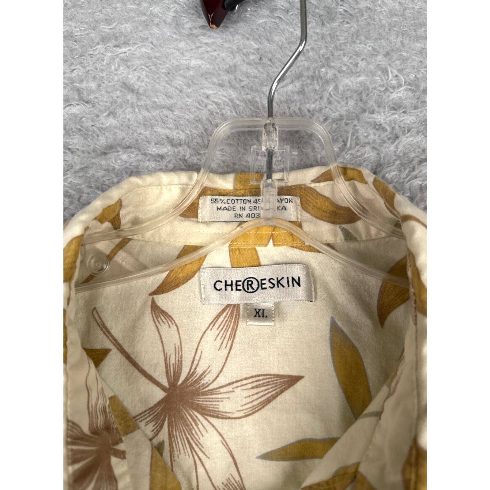Vintage Chereskin Hawaiian Shirt Mens XL Ivory Leaf Print Button-Up Cotton Blend Resort Aloha Beach 90s Mens Size US XL / EU 56 / 4 - 7 Thumbnail