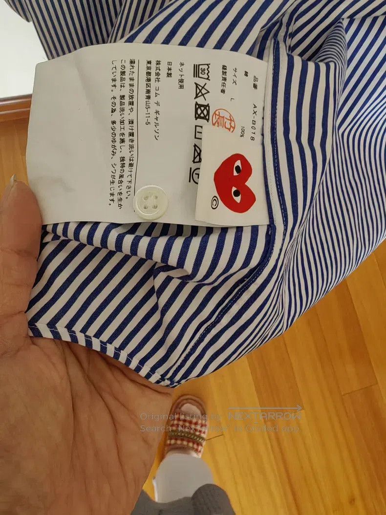 Comme des Garcons Comme Des Garcons Blue and white striped shirt Size L / US 10 / IT 46 - 3 Thumbnail