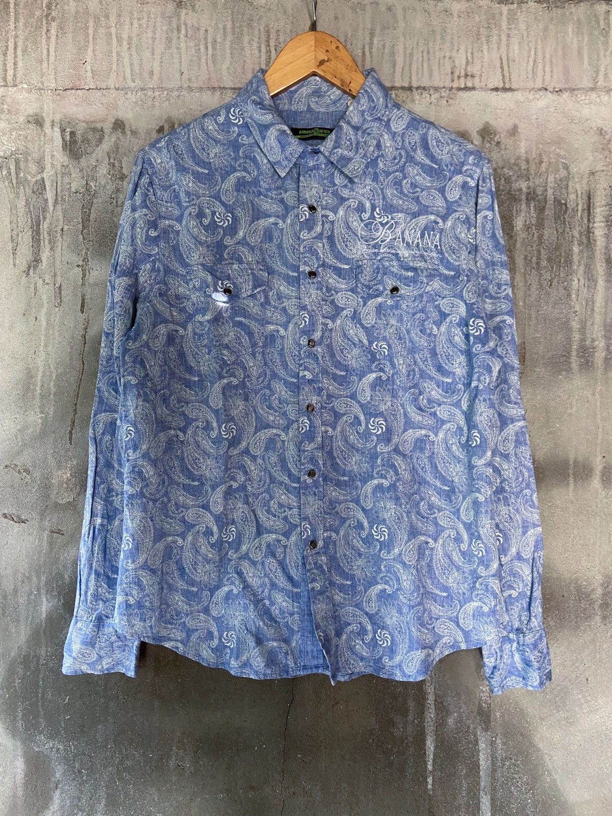 image of Beauty Beast x If Six Was Nine Bandana Banana Seven All Over Printed Button Down Shirt in Blue (Siz