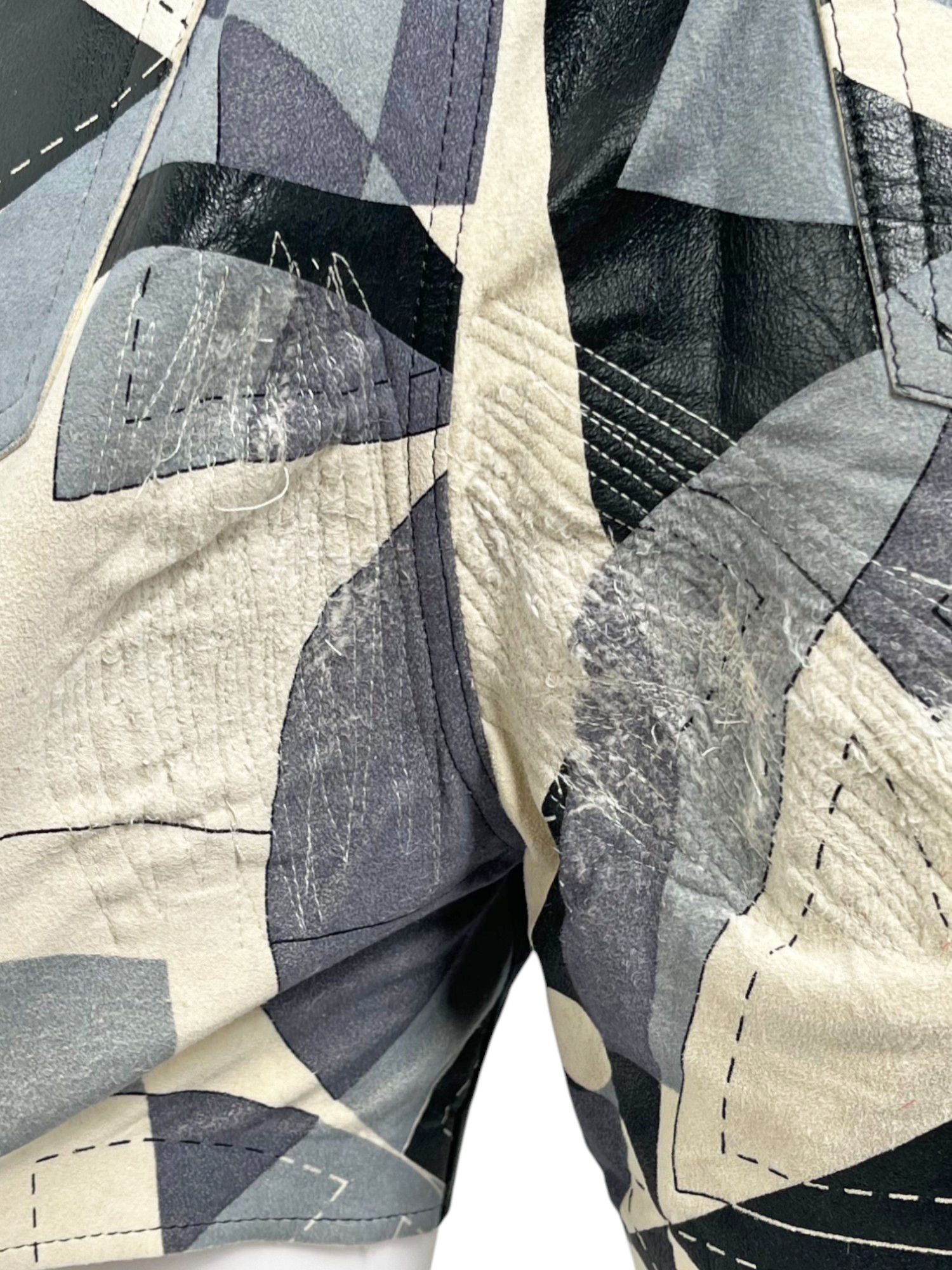 Junya Watanabe S/S 2015 Geometric Light Blue/Black High Waisted Shorts Size 27" / US 4 / IT 40 - 6 Thumbnail