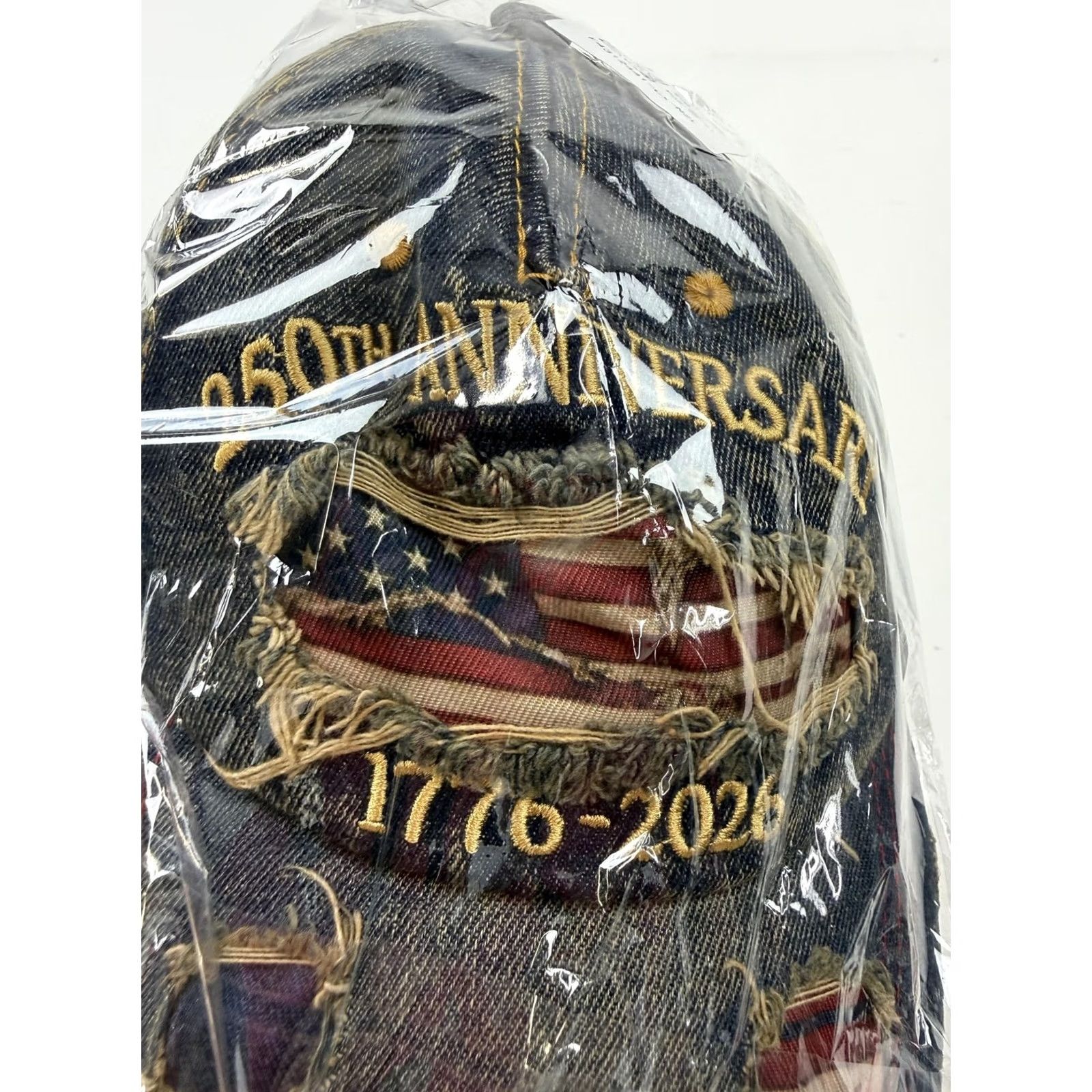 Denime USA 250th Anniversary Cap Hat Strap Back Denim Flag Distressed One Size Size ONE SIZE - 2 Thumbnail