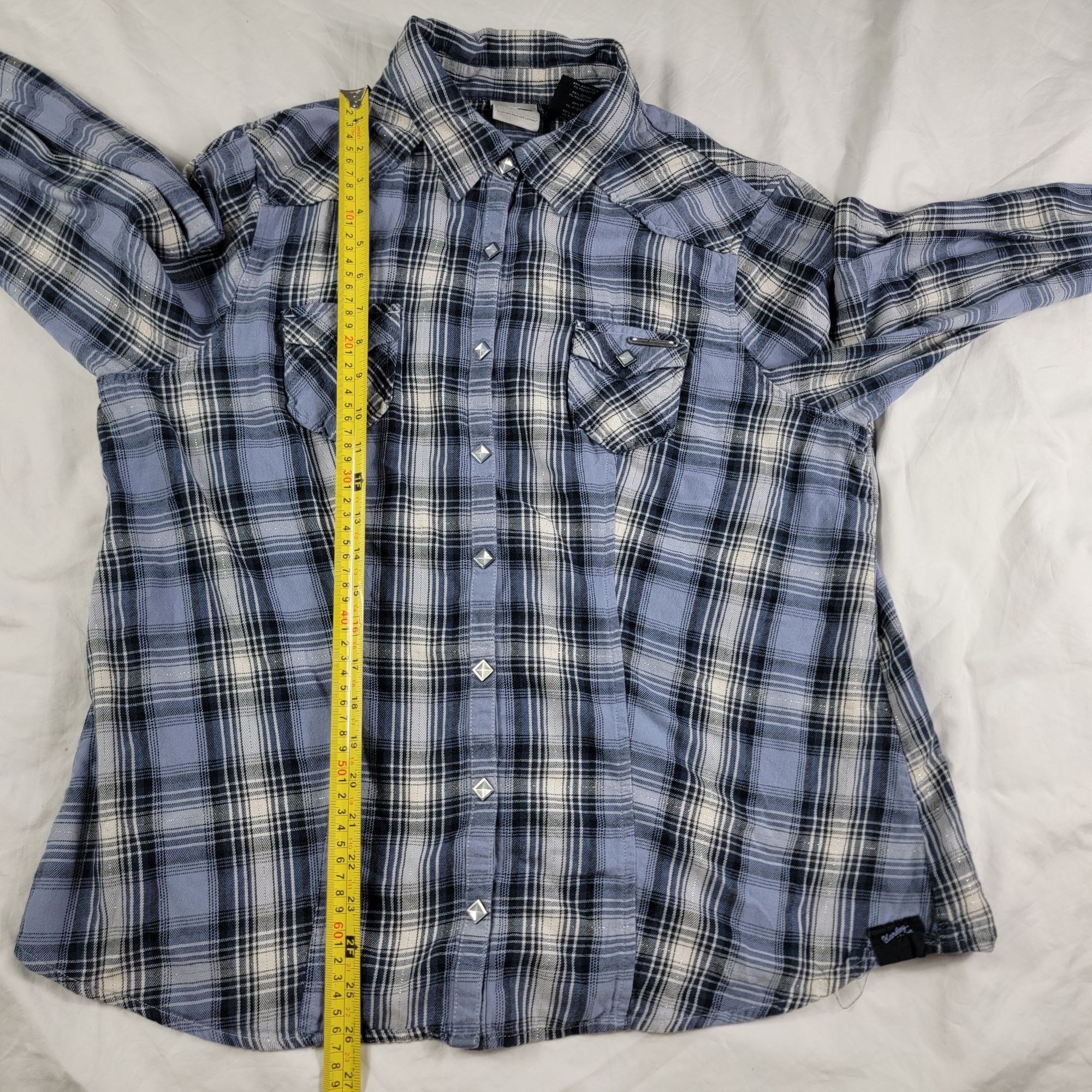 Harley Davidson Harley Davidson Womens 1W Blue Plaid Button Up Shirt Motorcy Size ONE SIZE - 10 Thumbnail