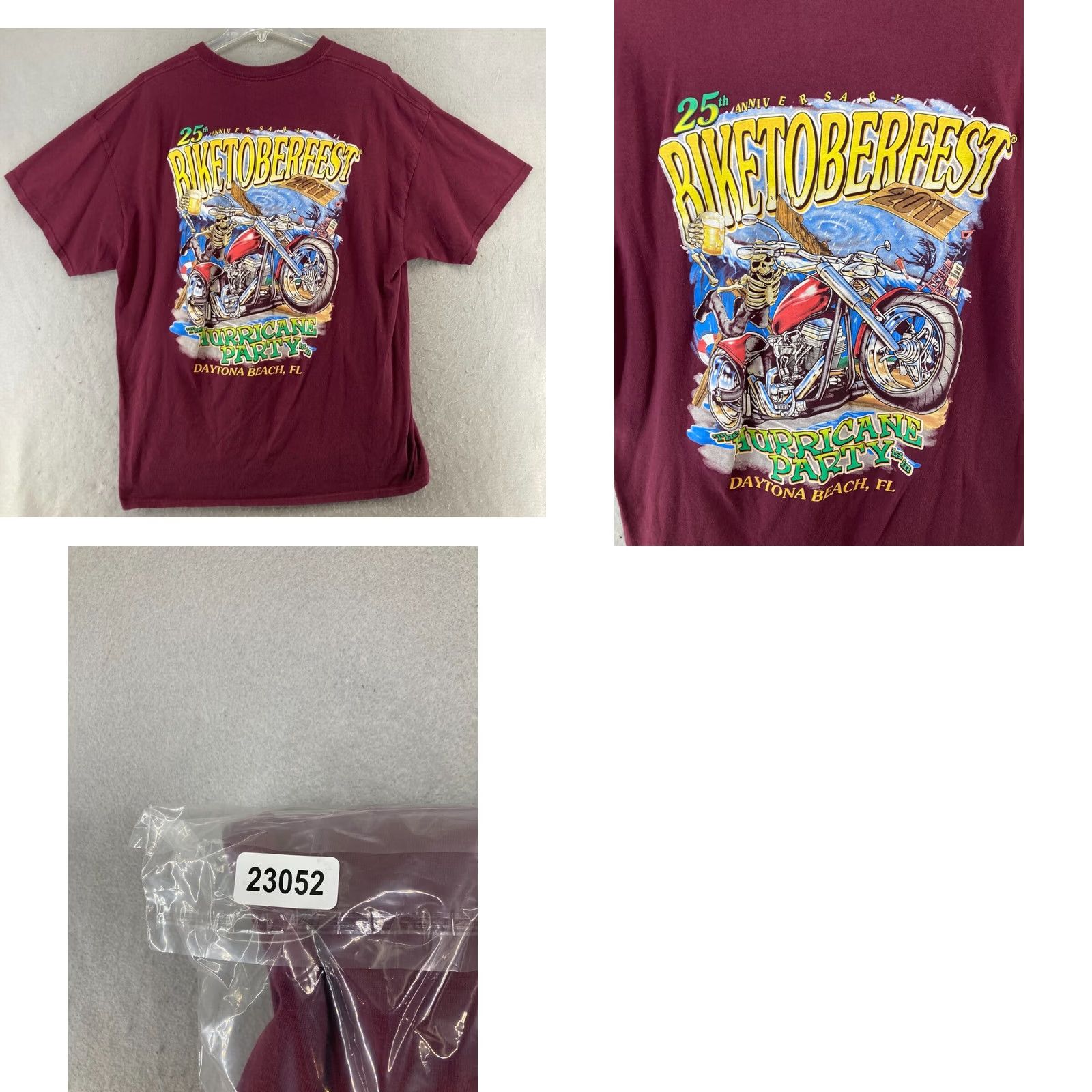 Gildan Biketoberfest Gildan Mens T-Shirt XL Red Motorcycle Bike Pattern Graphic Print Crew Neck Short Sleeve Cotton Jersey Shirt Size US XL / EU 56 / 4 - 8 Thumbnail