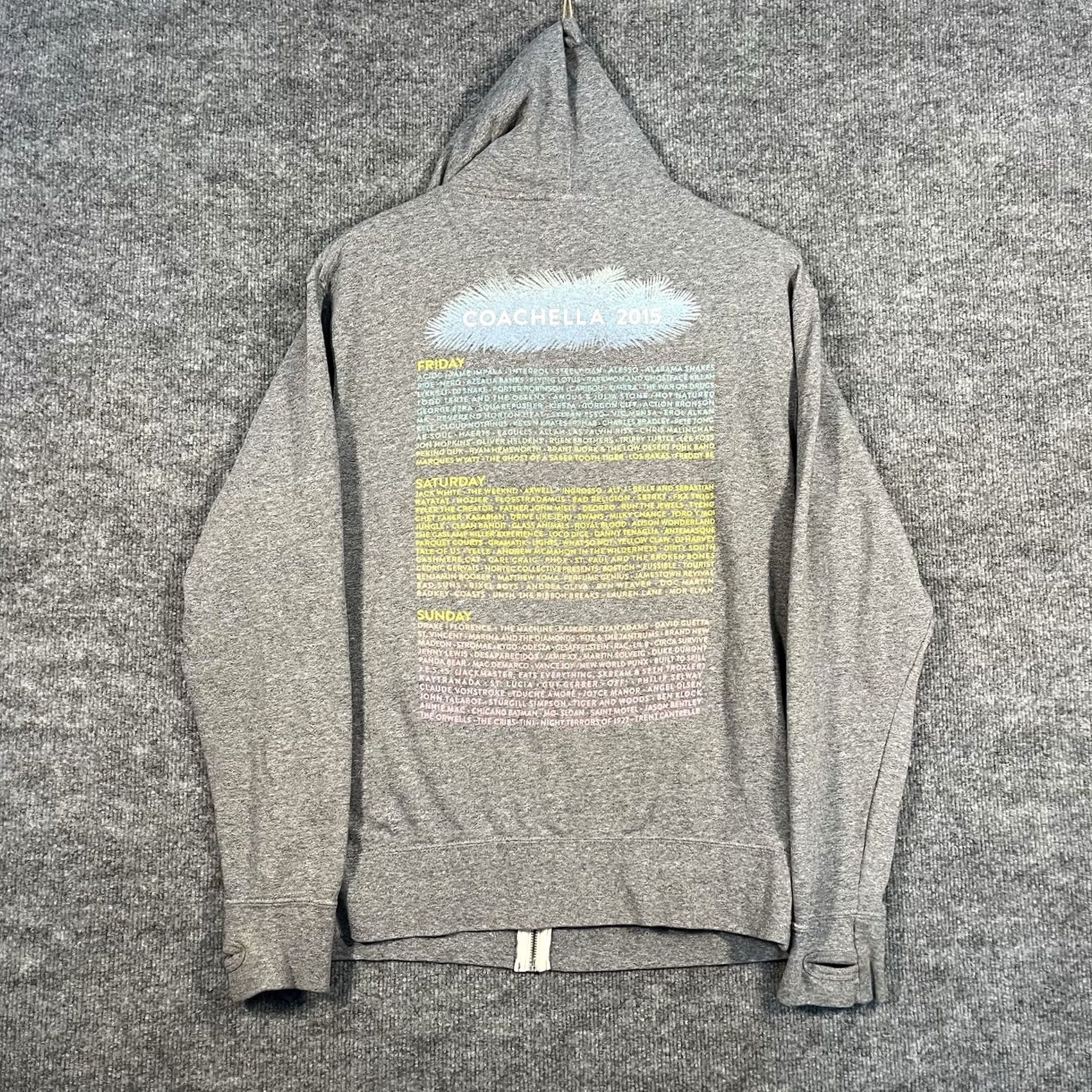 Vintage Coachella Festival 2015 Hoodie Sweatshirt Full Zip Large Gray Women Size L / US 10 / IT 46 - 3 Thumbnail