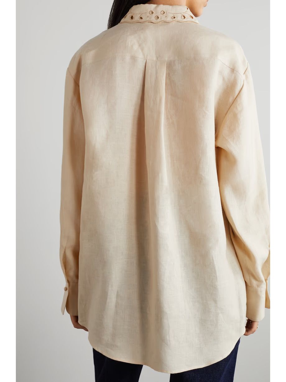 Chloe o1y0825 Linen Shirt in Beige Size S / US 4 / IT 40 - 3 Thumbnail