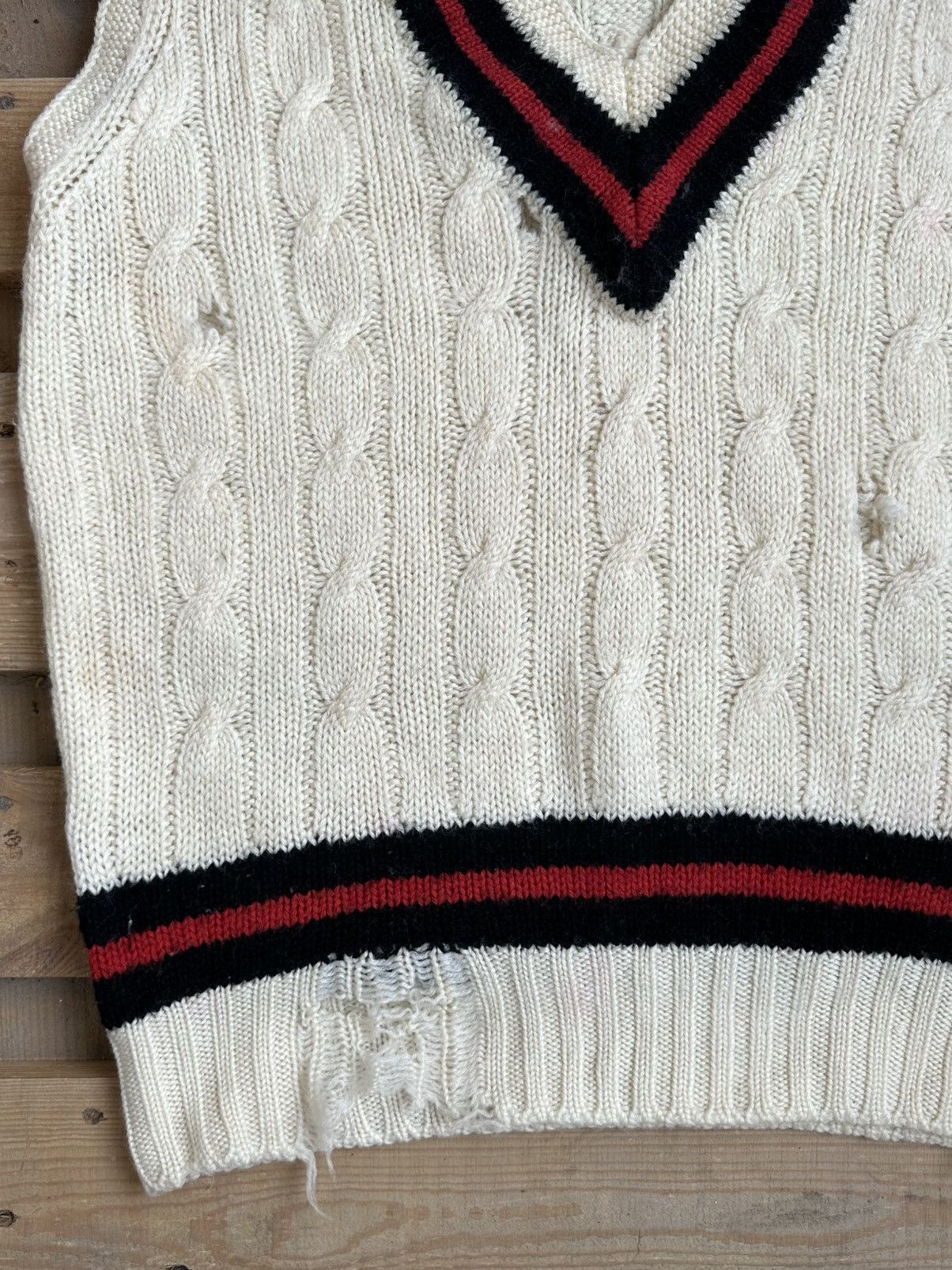 Vintage Vintage Distressed Knit Wool Vest Size M / US 6-8 / IT 42-44 - 3 Thumbnail