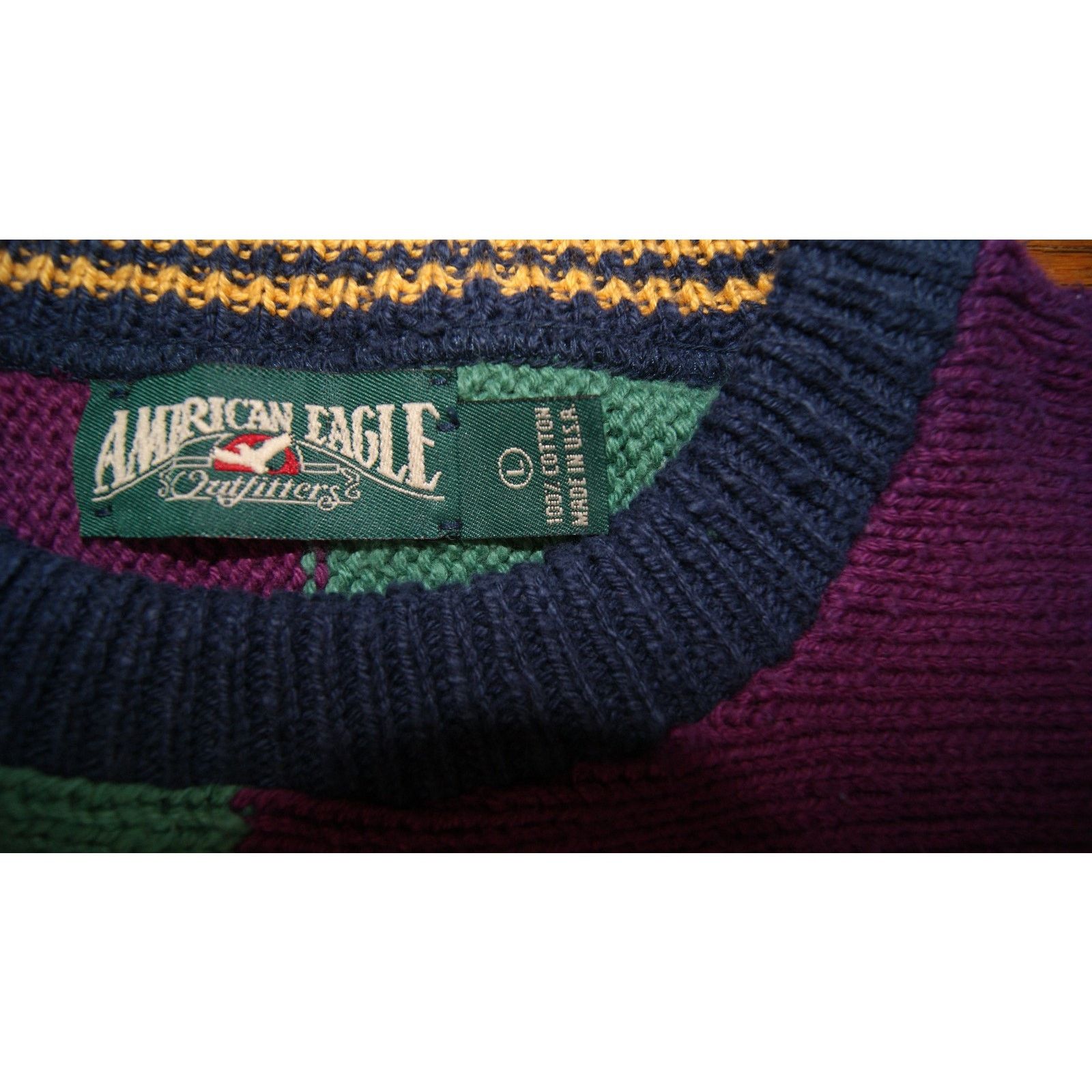 American Eagle Outfitters VTG 90 American Eagle Colorblock Mens L Sweater USA Oversize Size US L / EU 52-54 / 3 - 4 Thumbnail