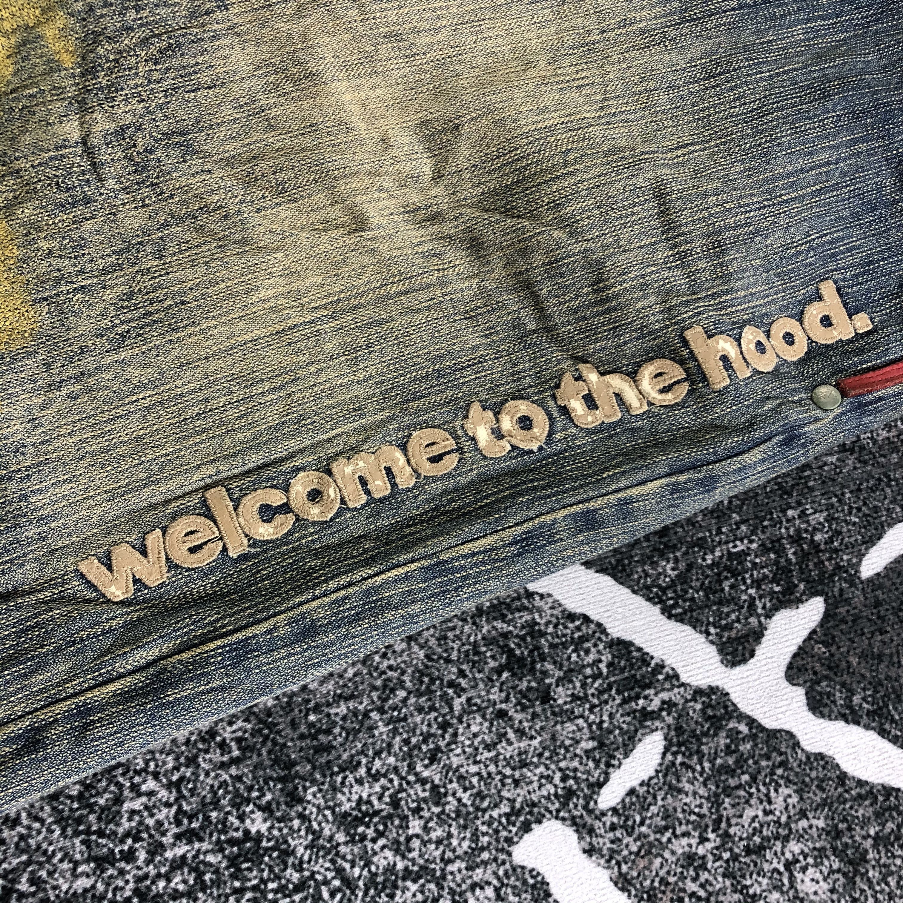 Japanese Brand Vintage Welcome To The Hood Baggy Jeans Printed Denim Size US 38 / EU 54 - 9 Thumbnail