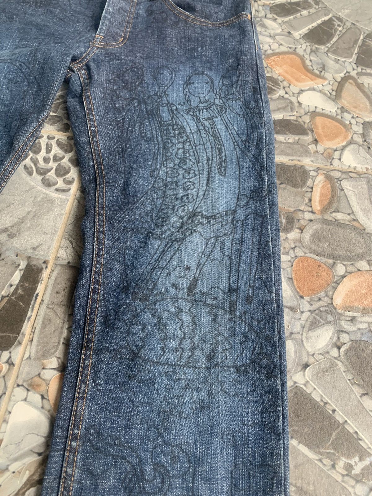Issey Miyake × Tsumori Chisato × Vintage Tsumori Chisato Japan Overprint Skinny Jeans Size 26" / US 2 / IT 38 - 6 Thumbnail