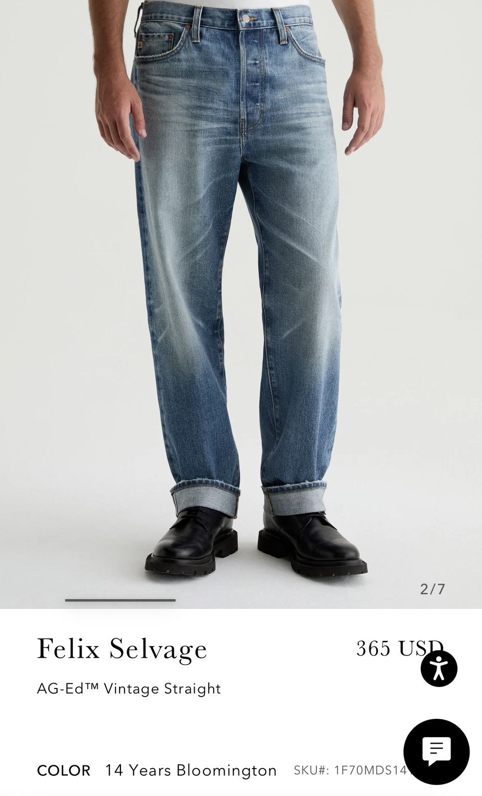 AG Adriano Goldschmied AG Felix Selvage Denim - Vintage Straight Size US 30 / EU 46 - 1 Thumbnail