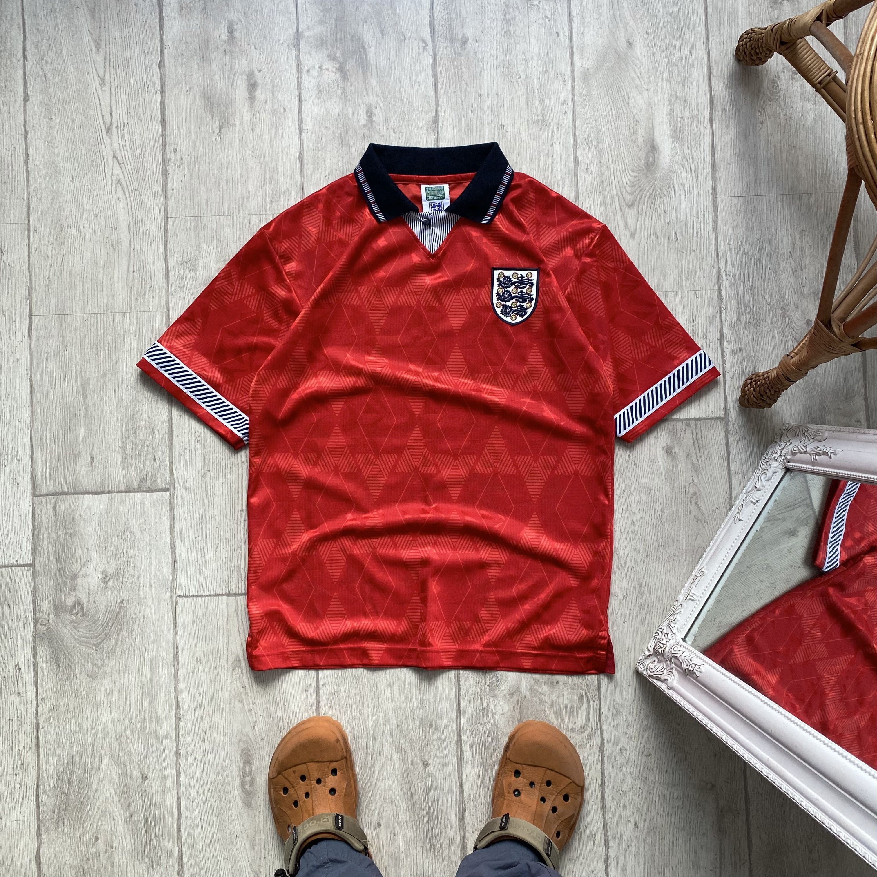 ⚽️Retro England Jersey Soccer 1990 Kit Shirt Score Draw
