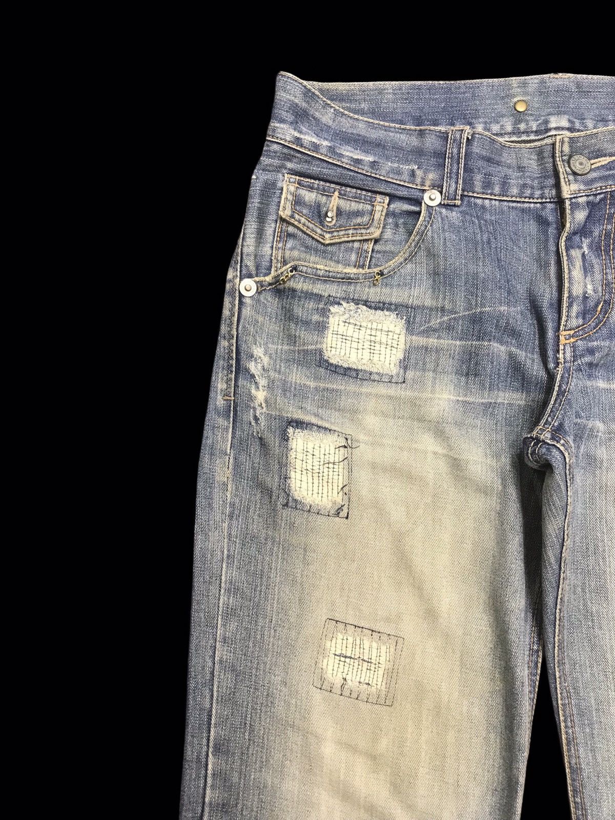Japanese Brand 💥FLARE💥ARCHIVAL SNARL DISTRESSED DENIM F249 Size US 34 / EU 50 - 3 Thumbnail