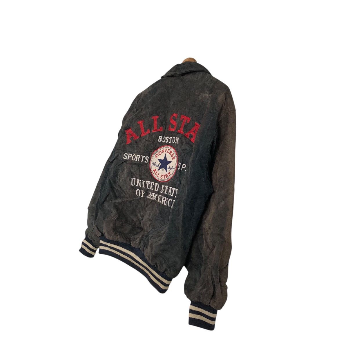 Japanese Brand Vintage Bomber Leather Jacket Converse All Star Boston Mass Size US M / EU 48-50 / 2 - 11 Thumbnail