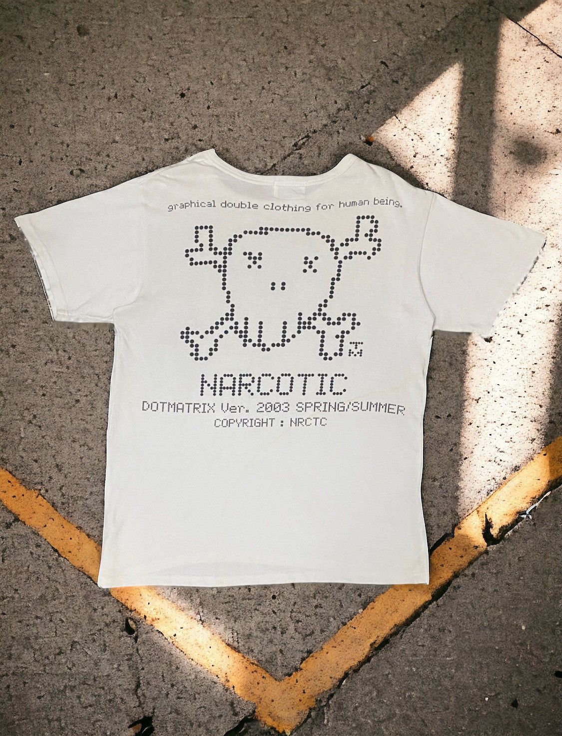 image of 20471120 x Humor Narcotic 03 Tee Brand Art Graphical Skull Bones Dotmatrix in White (Size Medium)
