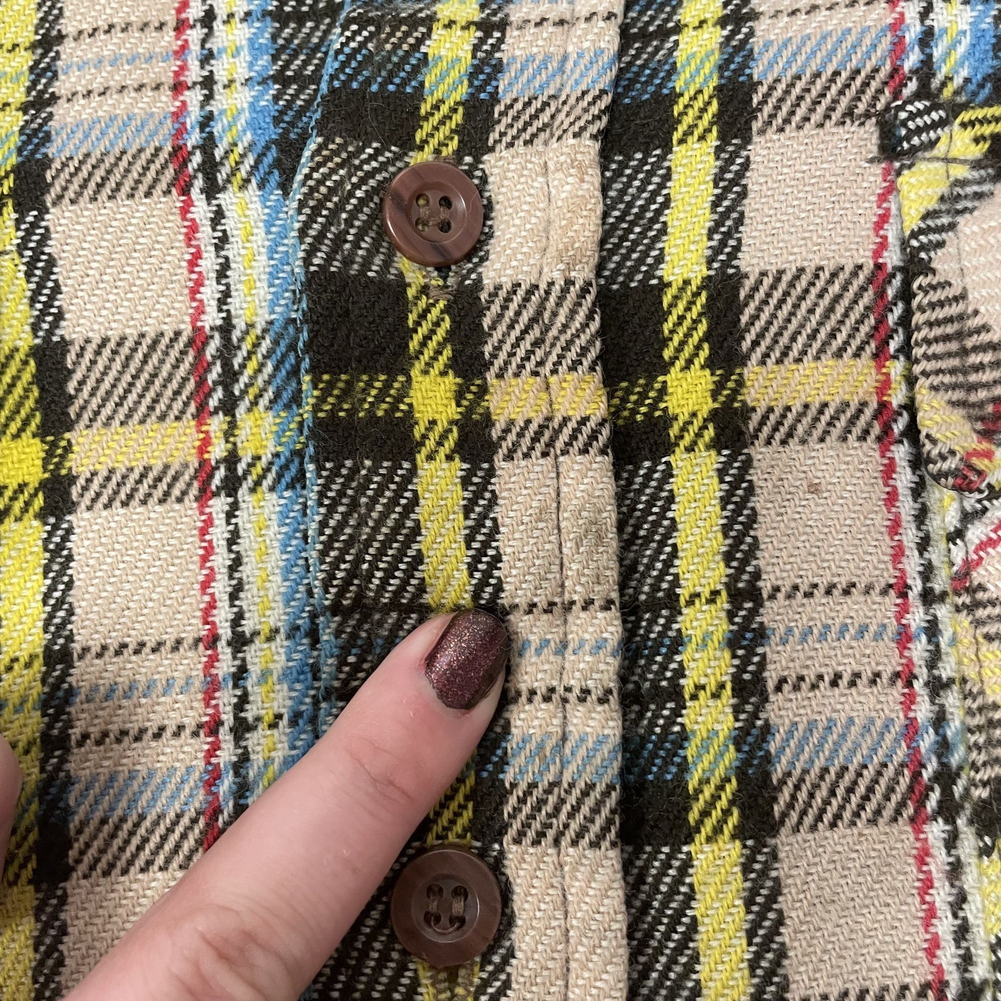 Other Vtg JcPenney Tan MULTI COLOR Shadow Plaid FLANNEL Shirt Size US M / EU 48-50 / 2 - 8 Thumbnail
