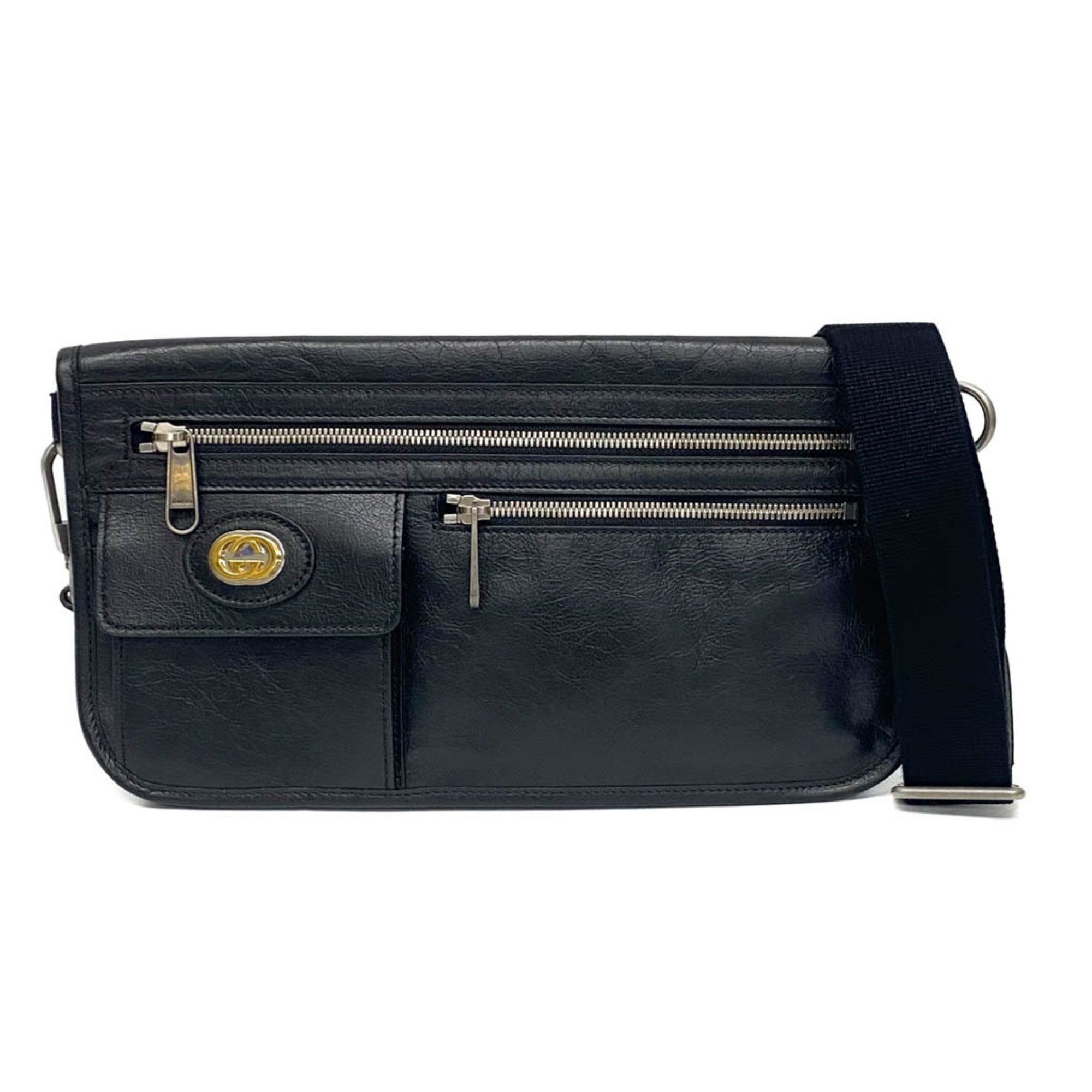 Gucci Interlocking G Black Leather Shoulder Bag (Pre-Owned) Size ONE SIZE - 1 Thumbnail