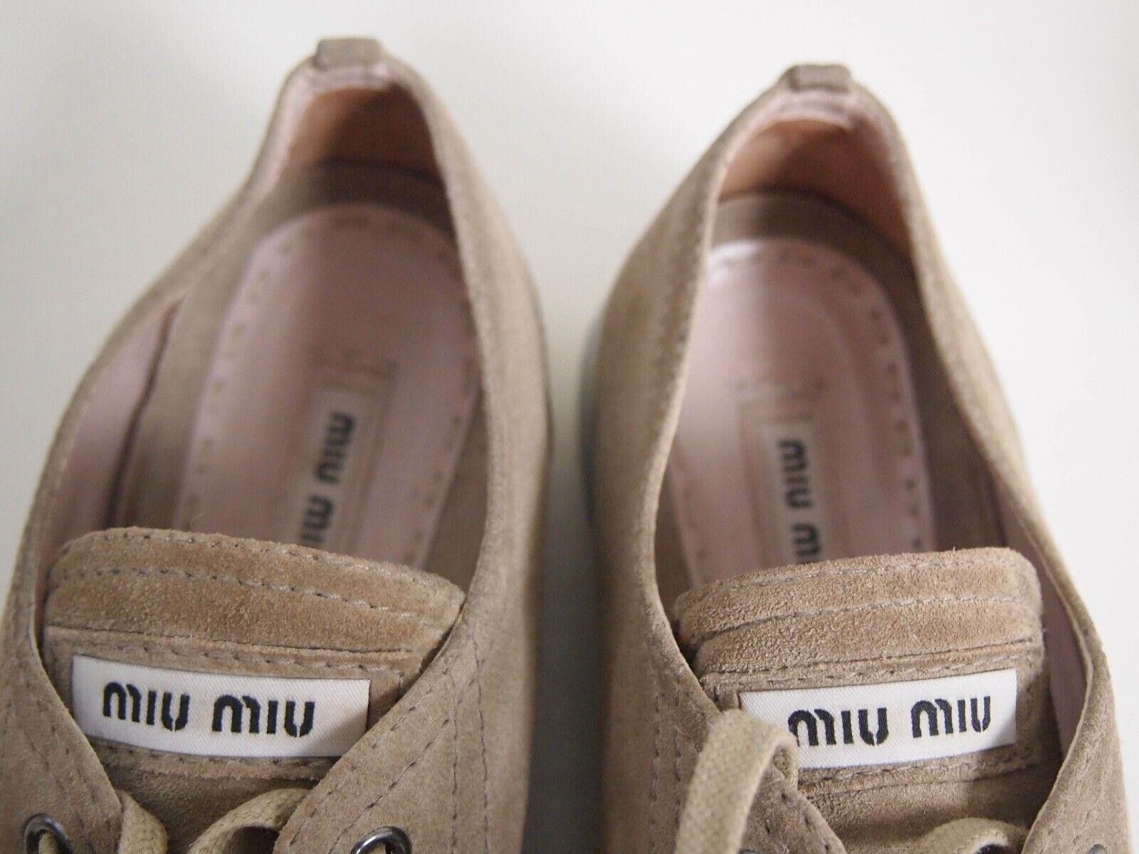 Miu Miu Miu Miu Metal Cap Toe Sneakers Brown Suede EU 38 US 8 Size US 8 / IT 38 - 5 Thumbnail