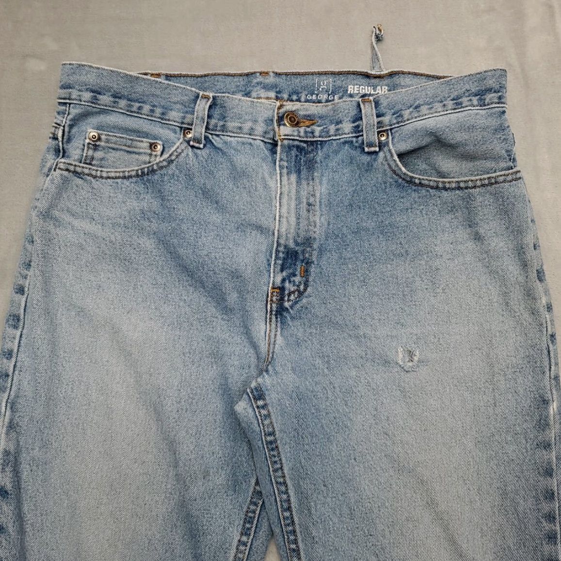 George George Jeans Mens 35x32 35x30 Blue Denim Distressed Faded Cotton Work Pants Size US 35 - 6 Thumbnail