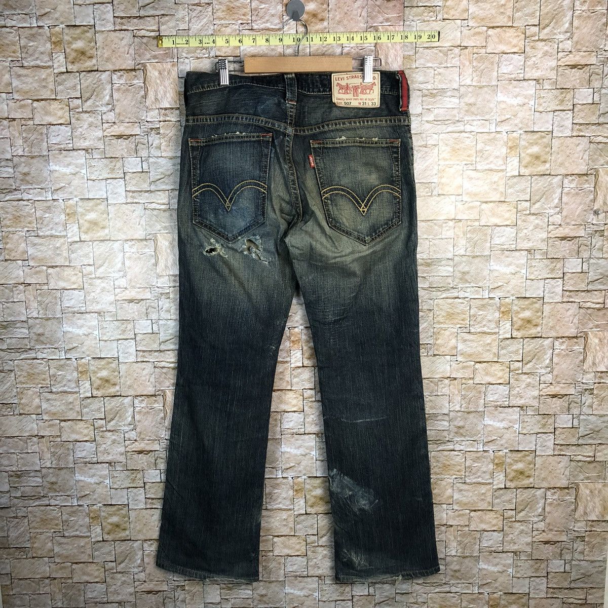 Levi's 507 Levis Blue Denim jeans Pants #7571 Size US 31 - 14 Thumbnail