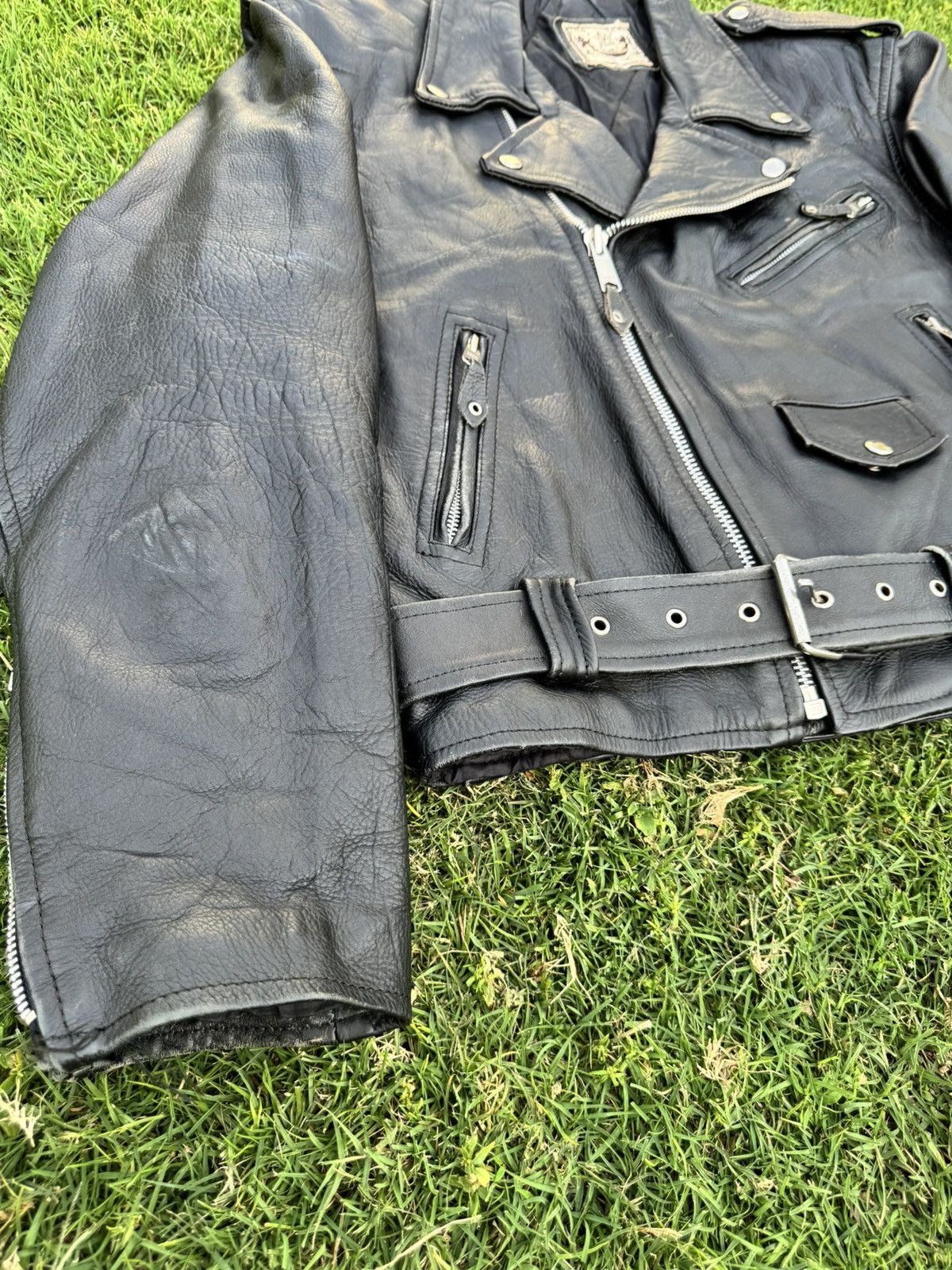 Vintage vintage distressed black BLL genuine cowhide leather biker Size US M / EU 48-50 / 2 - 5 Thumbnail