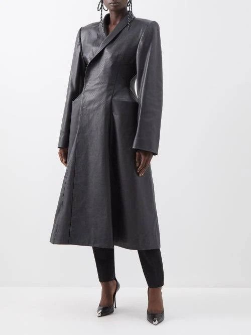 Balenciaga o1bcso1str1124 Flare Hourglass Coat in Black Size S / US 4 / IT 40 - 5 Thumbnail