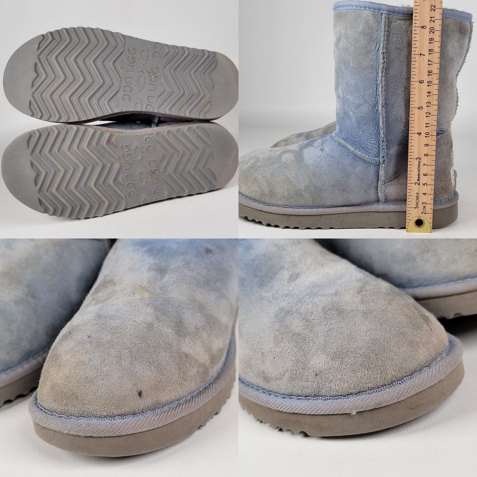 Ugg UGG Classic Short Boots Womens Size 7 Suede Light Blue Shearling Wool Lined Winter Casual Size 28" / US 6 / IT 42 - 8 Thumbnail