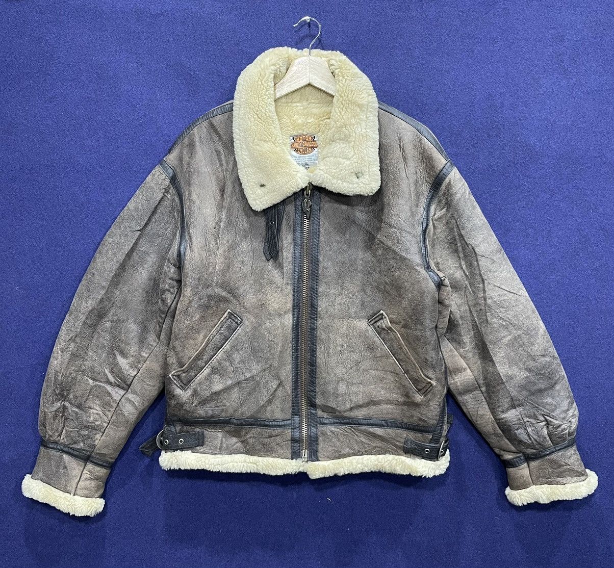 Harley Davidson Rare Vintage 90s Harley Davidson Sheepskin Shearling Jacket Size US M / EU 48-50 / 2 - 1 Thumbnail