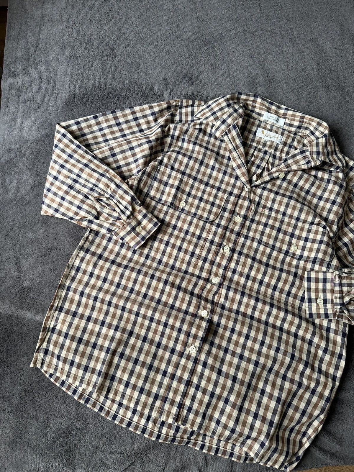 Aquascutum × Vintage Aquascutum Bottom Up Shirt NovaCheck Size M Size US M / EU 48-50 / 2 - 3 Thumbnail