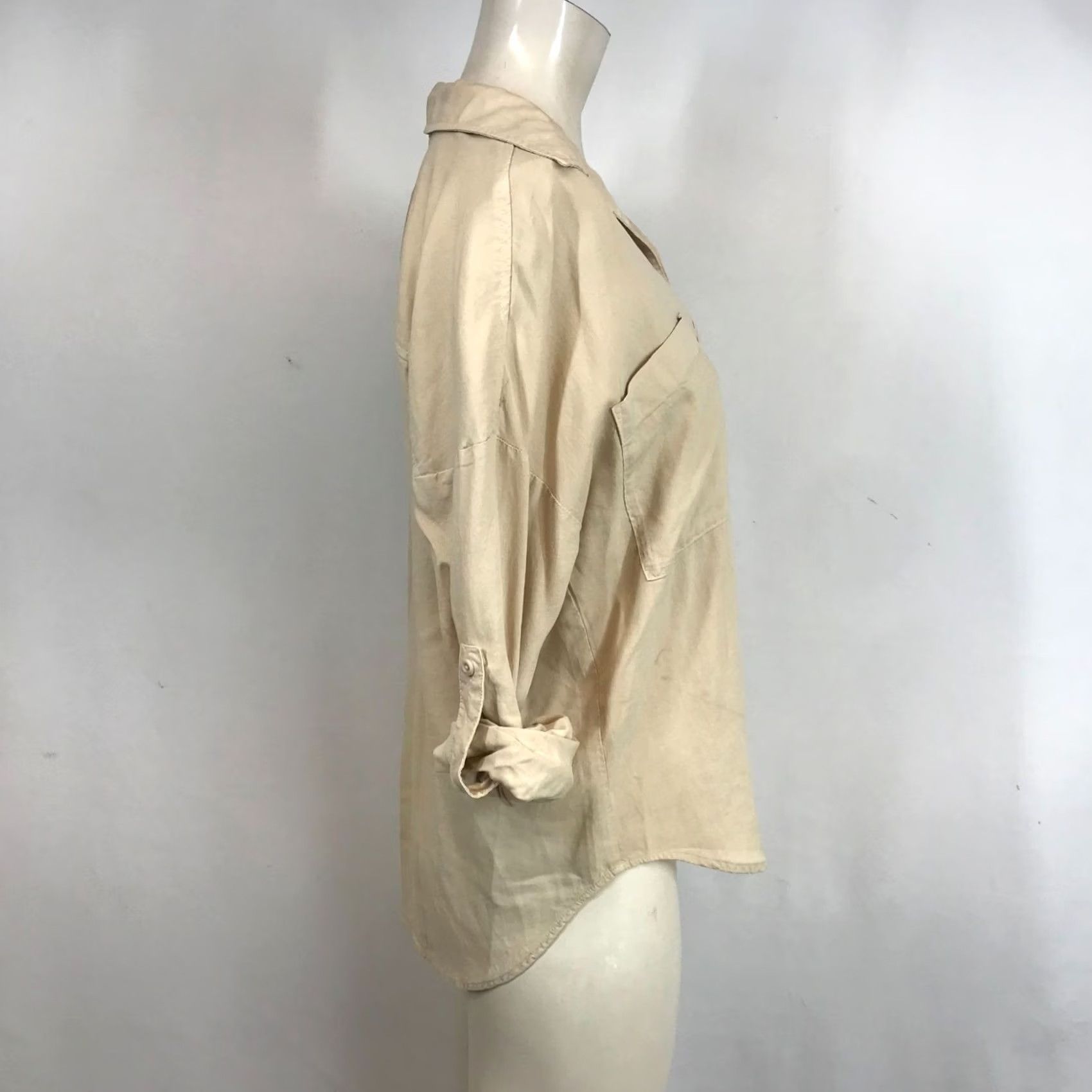 CLOT CLOTH & STONE WOMEN'S S SMALL WARM OAT LONG SLEEVE BUTTON UP TOP SHIRT Size S / US 4 / IT 40 - 4 Thumbnail