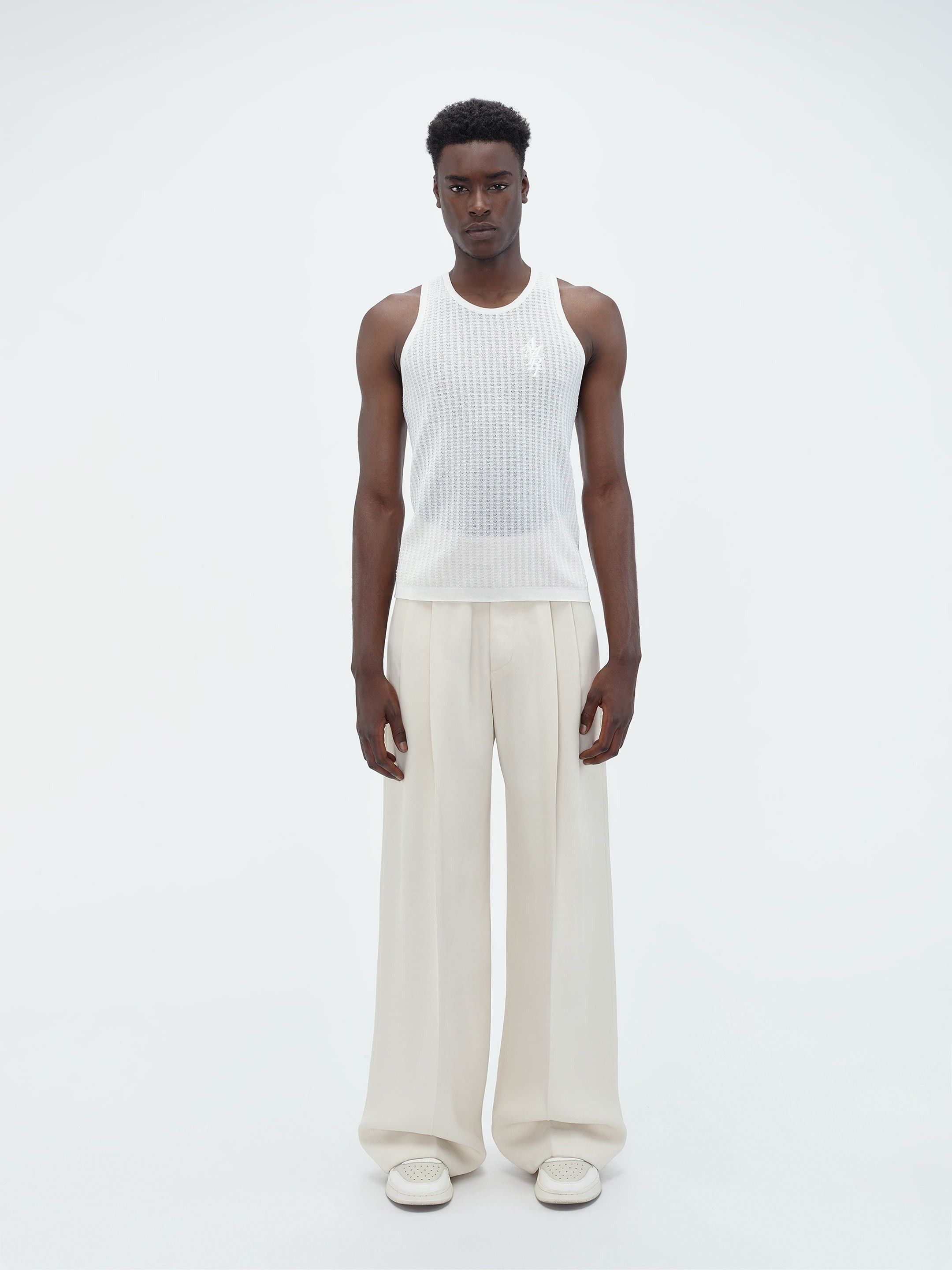 Amiri o1s1wg110525 Waffle Stitch Tank Top in White Size US L / EU 52-54 / 3 - 2 Thumbnail
