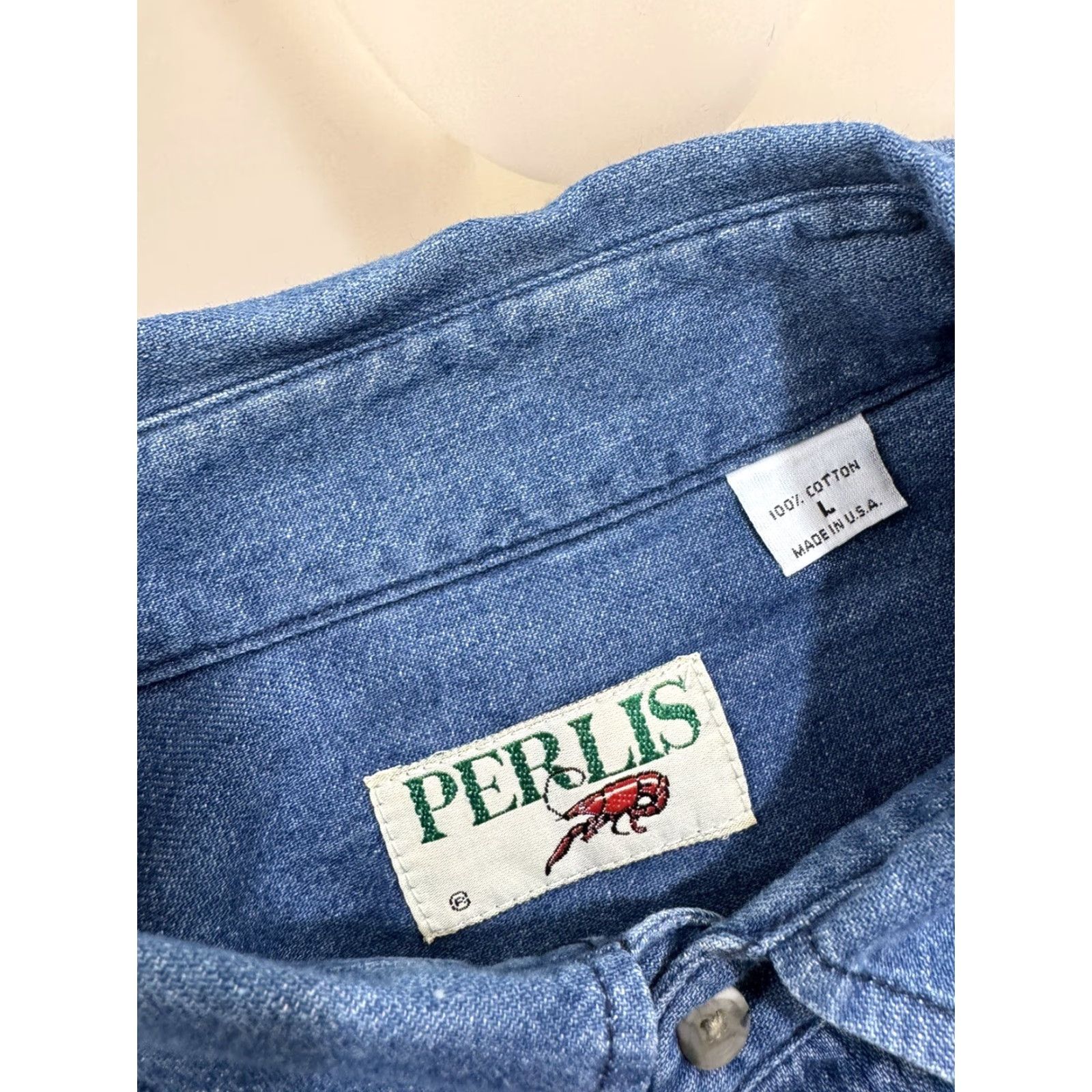 Denime Perlis - Denim Embroidered Crawfish Mens L Shirt Size US L / EU 52-54 / 3 - 4 Thumbnail