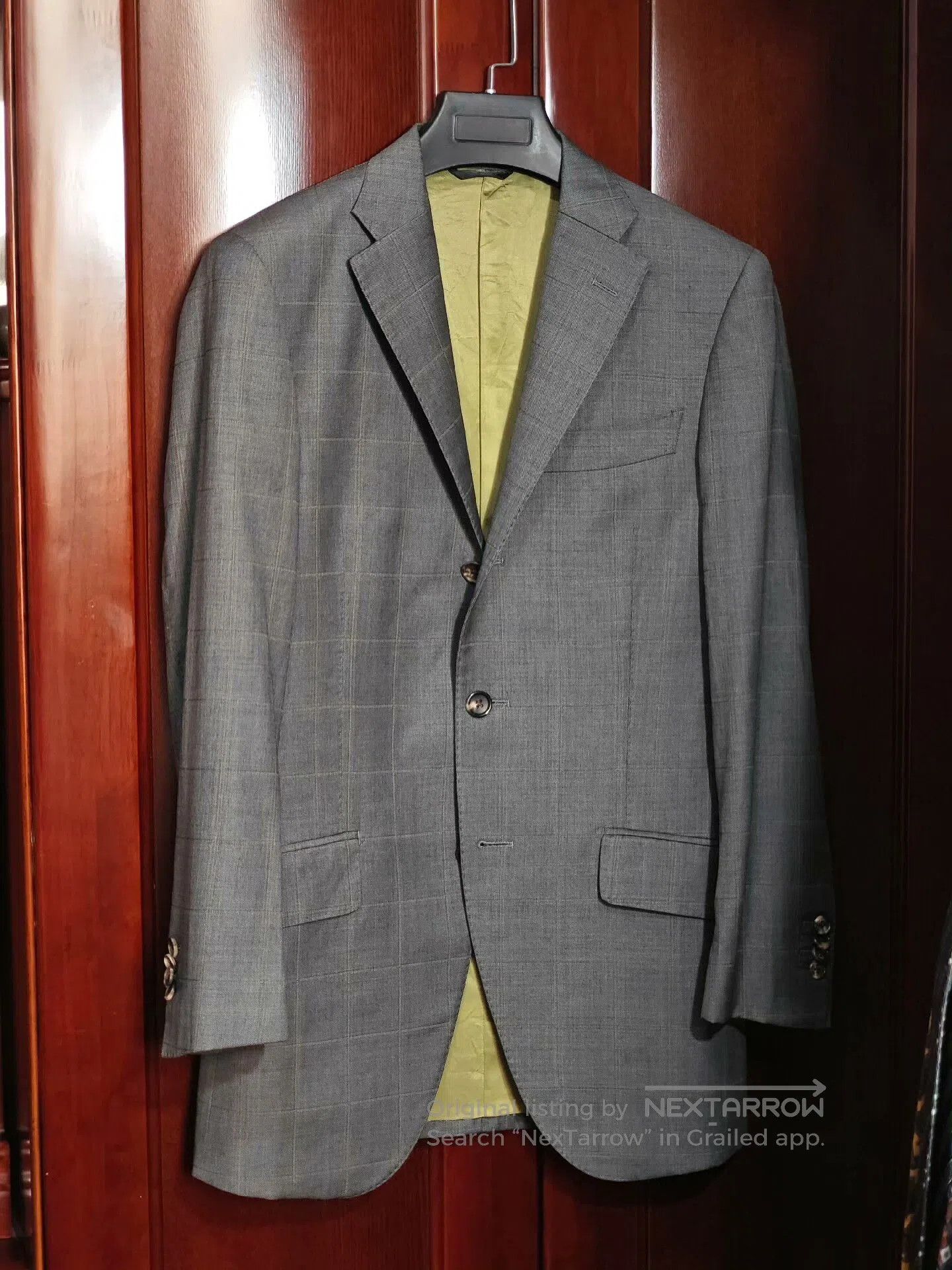 Boglioli Custom Gray Wool Blazer with Green Check. Size US S / EU 44-46 / 1 - 1 Thumbnail