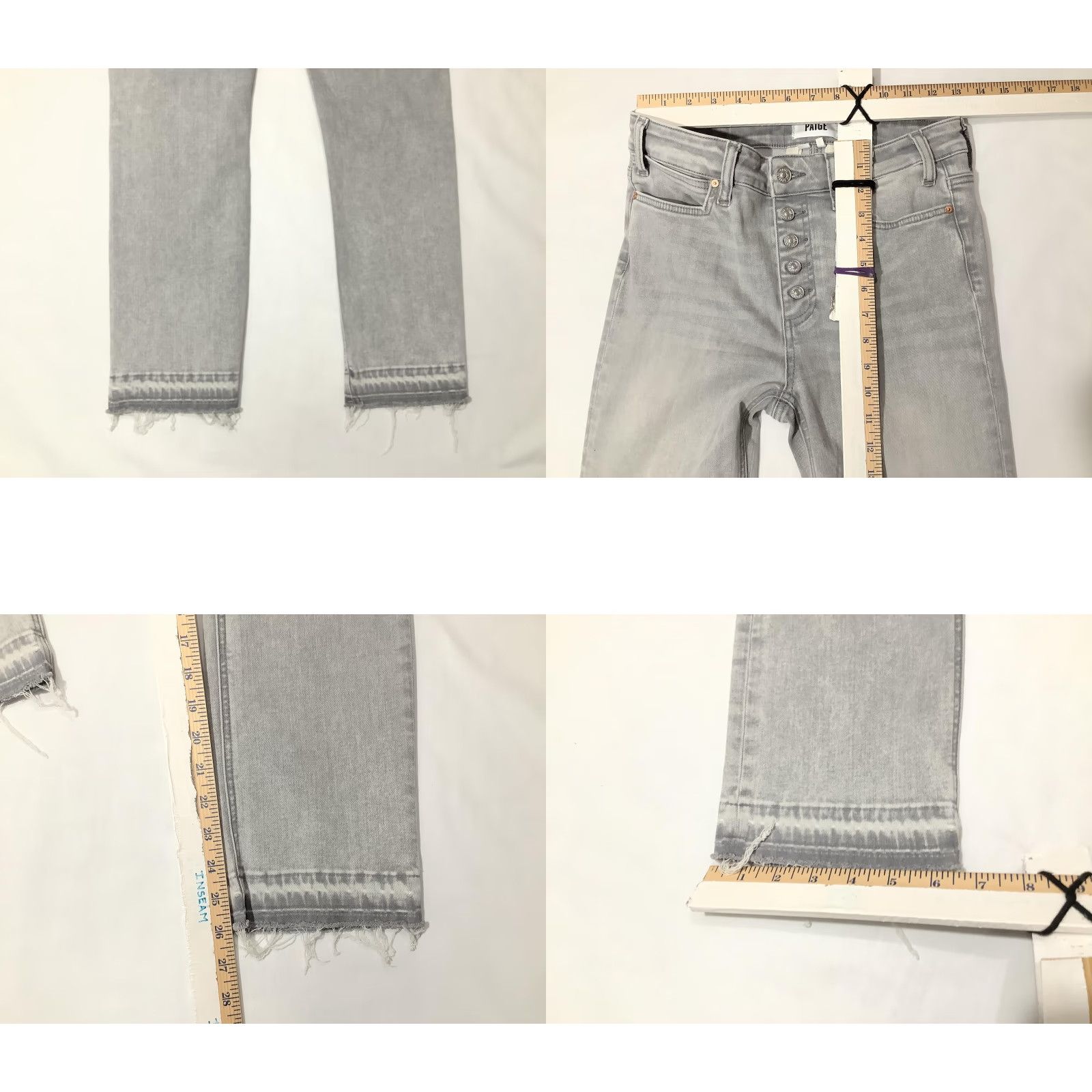 Paige Paige Jeans Womens Cindy High Rise Slim Straight Crop Gray 27 Button Fly Frayed Hem Denim Crop Distressed Stretch Size 27" / US 4 / IT 40 - 8 Thumbnail