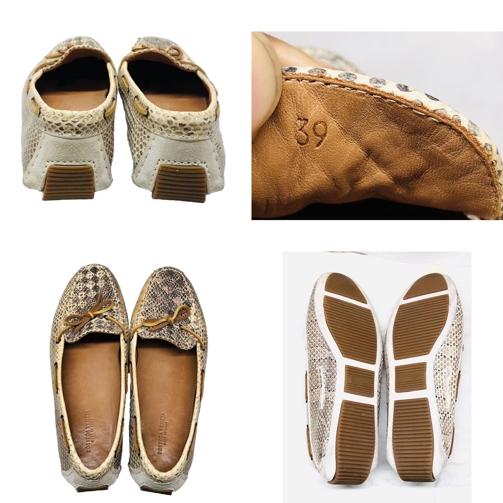 Bottega Veneta Bottega Veneta Driving Loafers Woven Tan / Grey Python Leather Size 39 / 8.5 Women’s Flat Slip On Bow Leather Lining Zipperless? Size US 9 / IT 39 - 8 Thumbnail