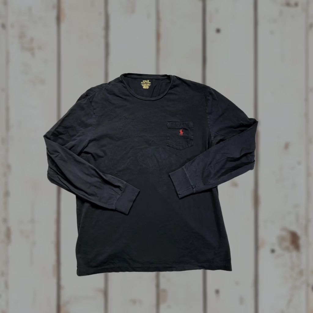 Polo Ralph Lauren Polo Ralph Lauren Shirt Mens XL Black Long Sleeve Pocket Pony Logo Tee Crewneck Size US XL / EU 56 / 4 - 1 Thumbnail