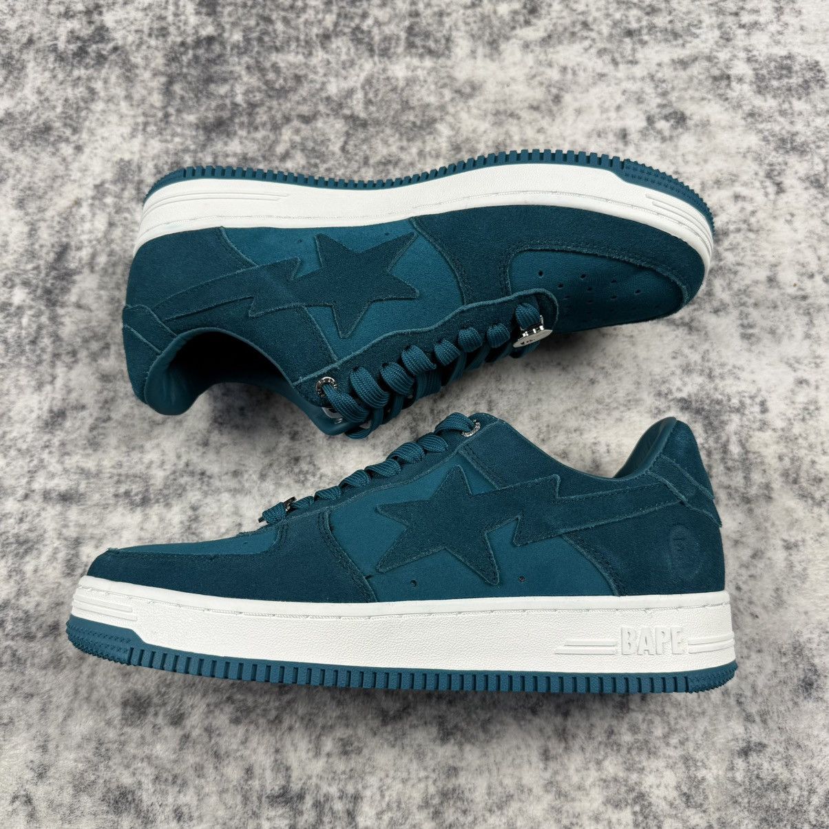 Bape BAPE STA Teal Monotone Suede Low Top Sneakers Size US 8 / EU 41 - 3 Thumbnail