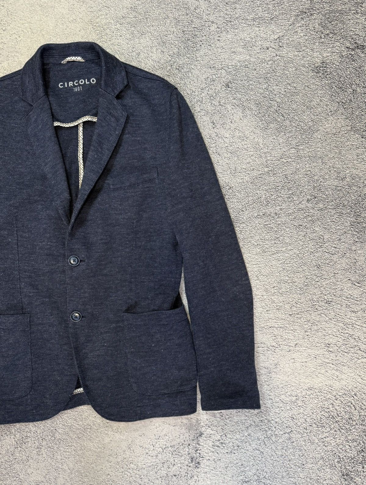 Circolo 1901 Circolo 1911 Men Linen Cotton Blazer EU48 Navy Slim Jacket Size 38R - 6 Thumbnail