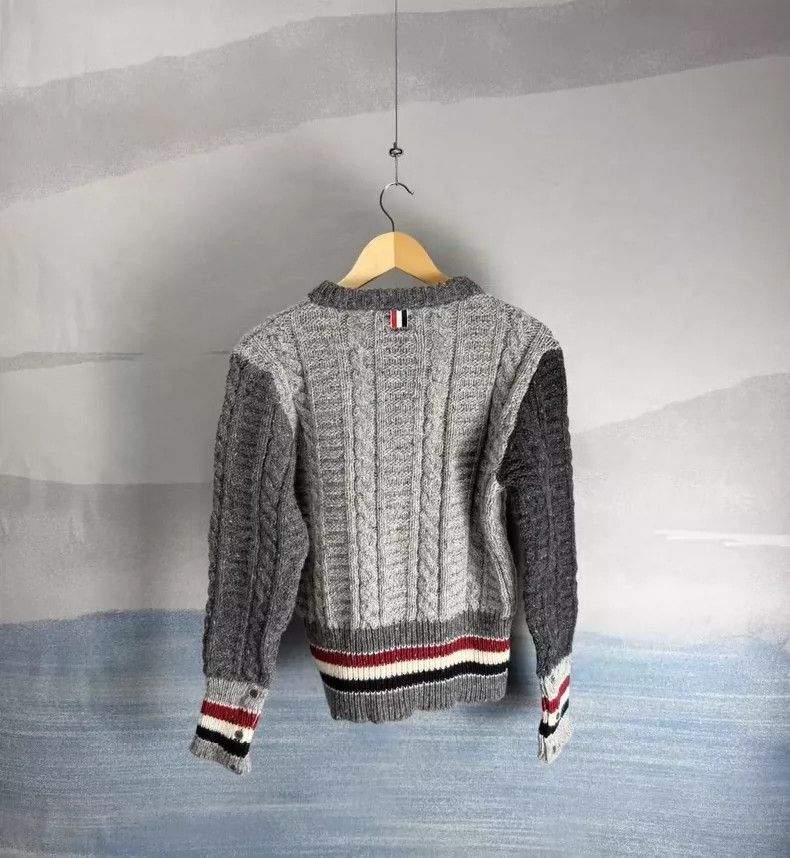 Thom Browne Thom Browne size1 Gray striped patchwork wool sweater Size US S / EU 44-46 / 1 - 2 Thumbnail