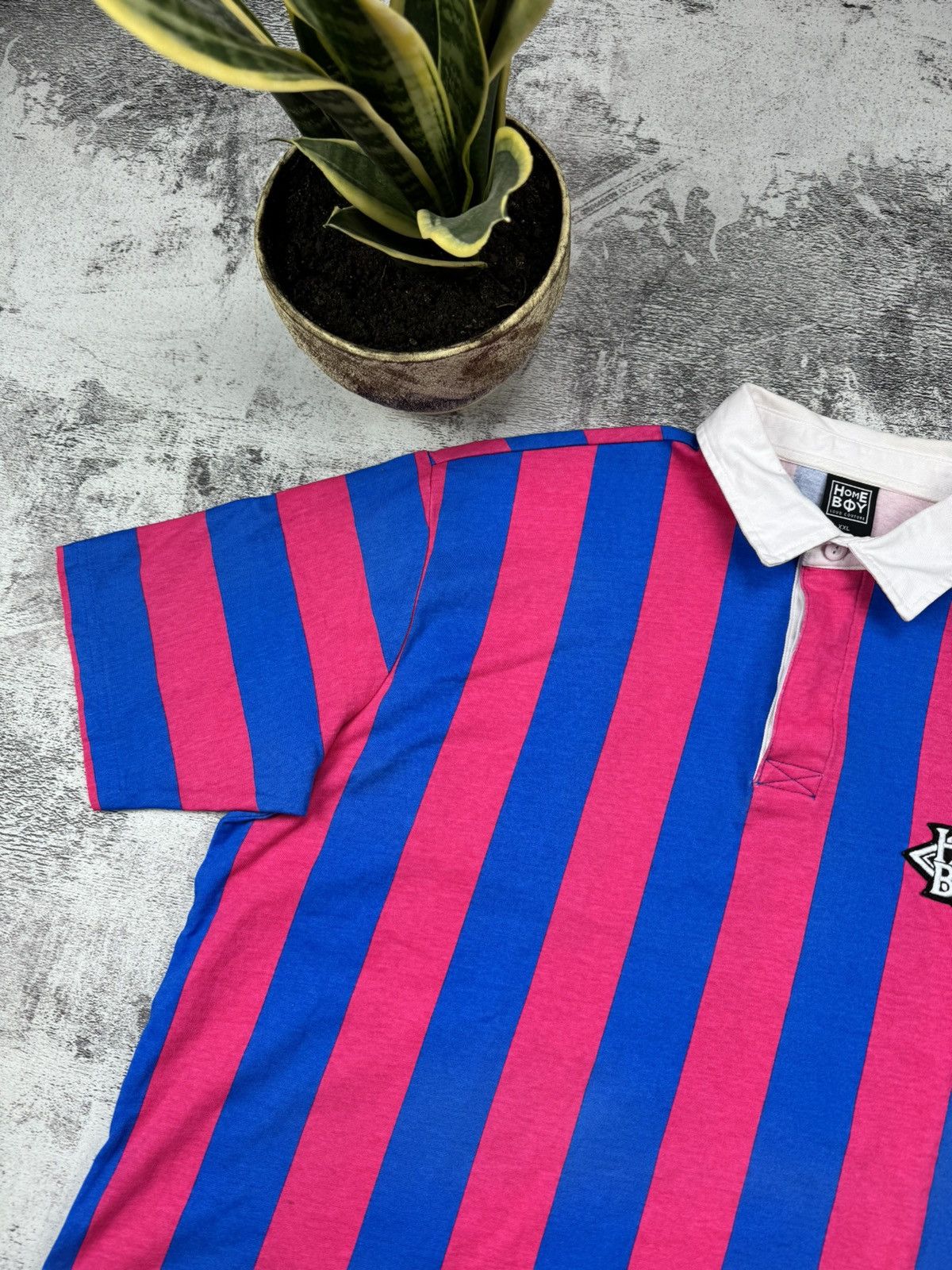 HOMME BOY CO. Vintage Very Rare Striped Polo Home Boy Loud Couture T Shirt Size US XXL / EU 58 / 5 - 4 Thumbnail