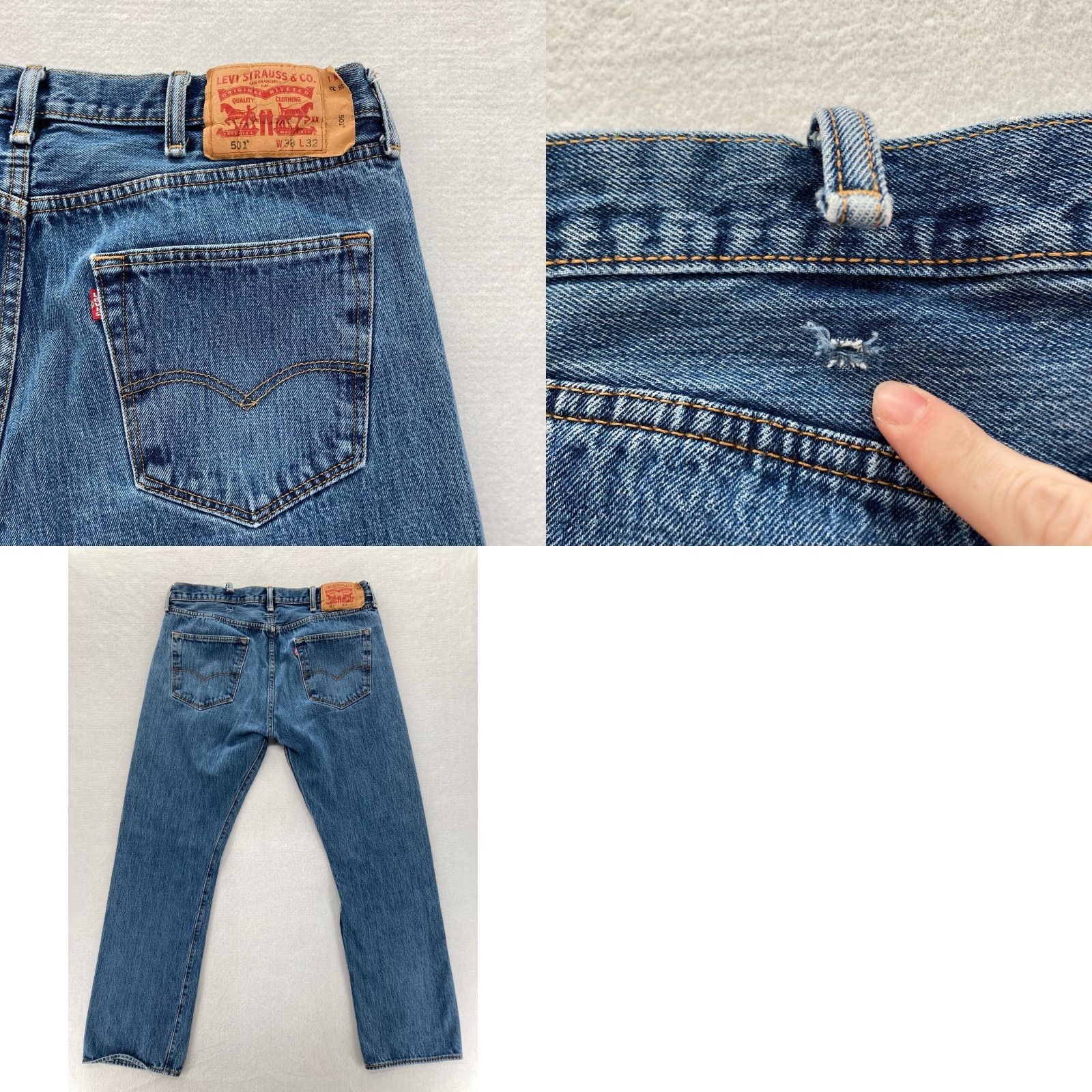 Levi's Levi's 501 Jeans Mens 38x32 Denim Blue Straight Leg Button Fly 5-Pocket Regular Fit Size US 38 / EU 54 - 9 Thumbnail