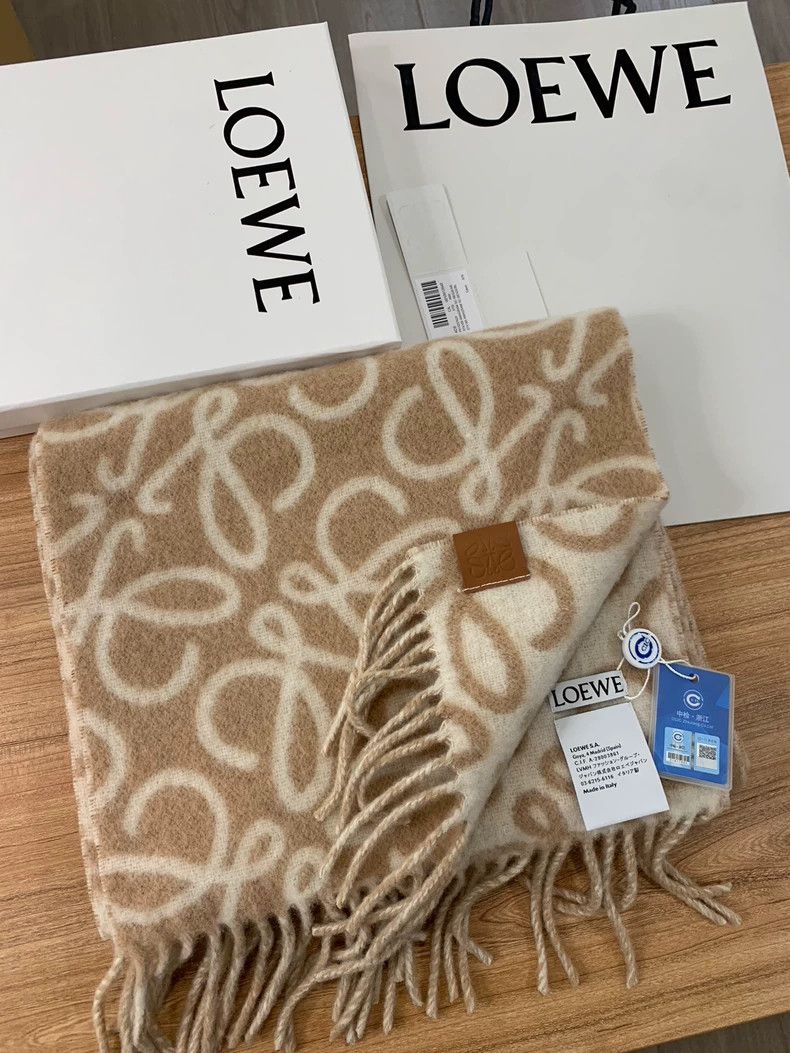 Loewe LOEWE Logo Print Cashmere Scarf Size ONE SIZE - 1 Thumbnail