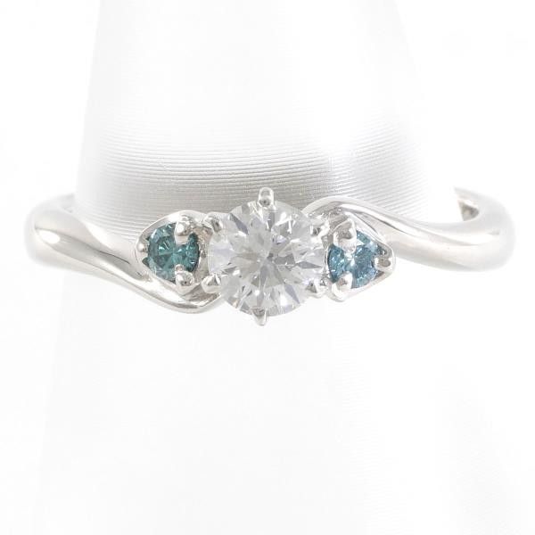 Other Other PT1000 Platinum Diamond Ring Size 7 with Blue Diamond Metal Ring in Great Condition Size ONE SIZE - 1 Thumbnail