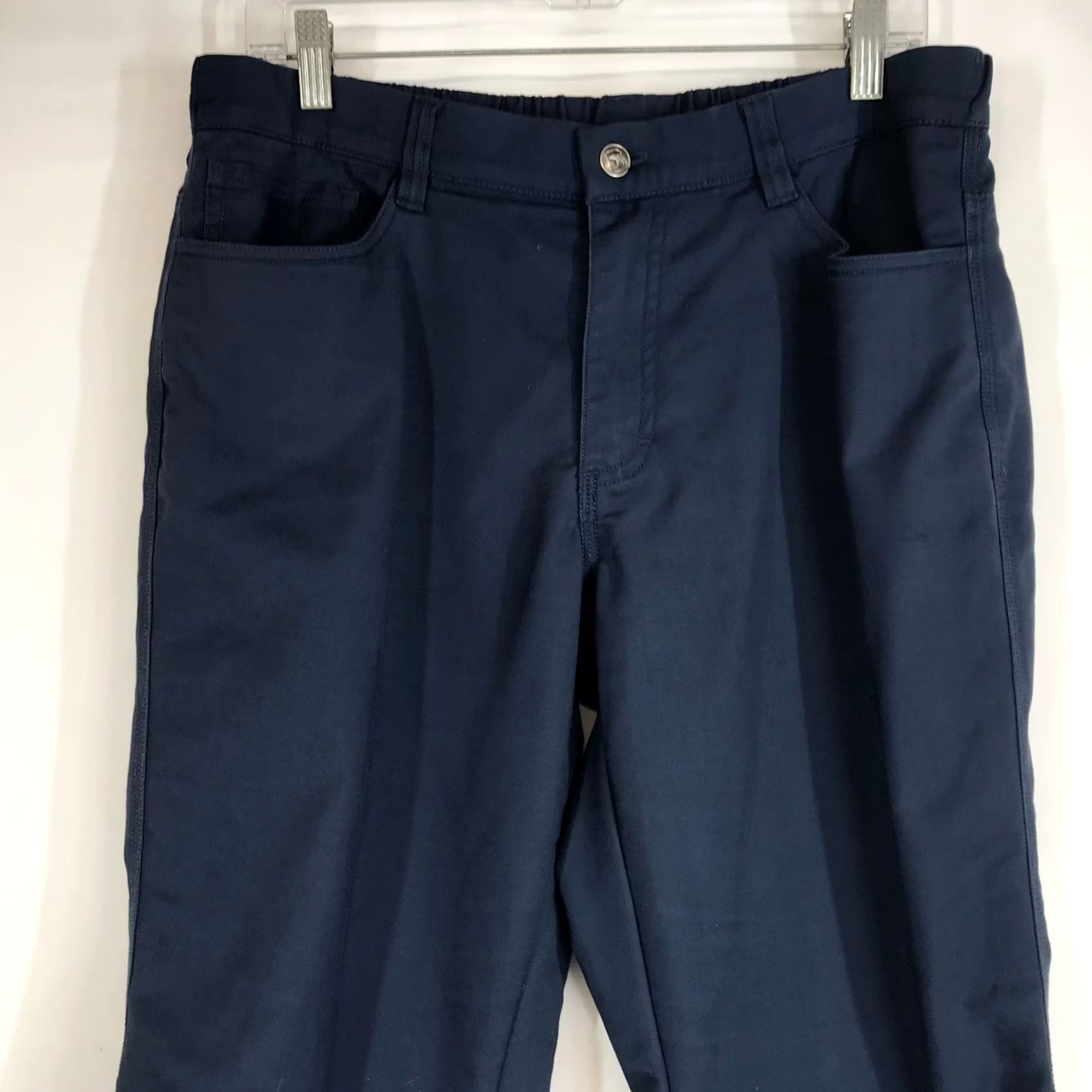 Vintage Bearbottom Clothing Mens Navy Blue Chino Pants Elastic Waist 30in Inseam 30 L Size 30 Straight Khaki/Blue Navy Size US 30 / EU 46 - 2 Thumbnail