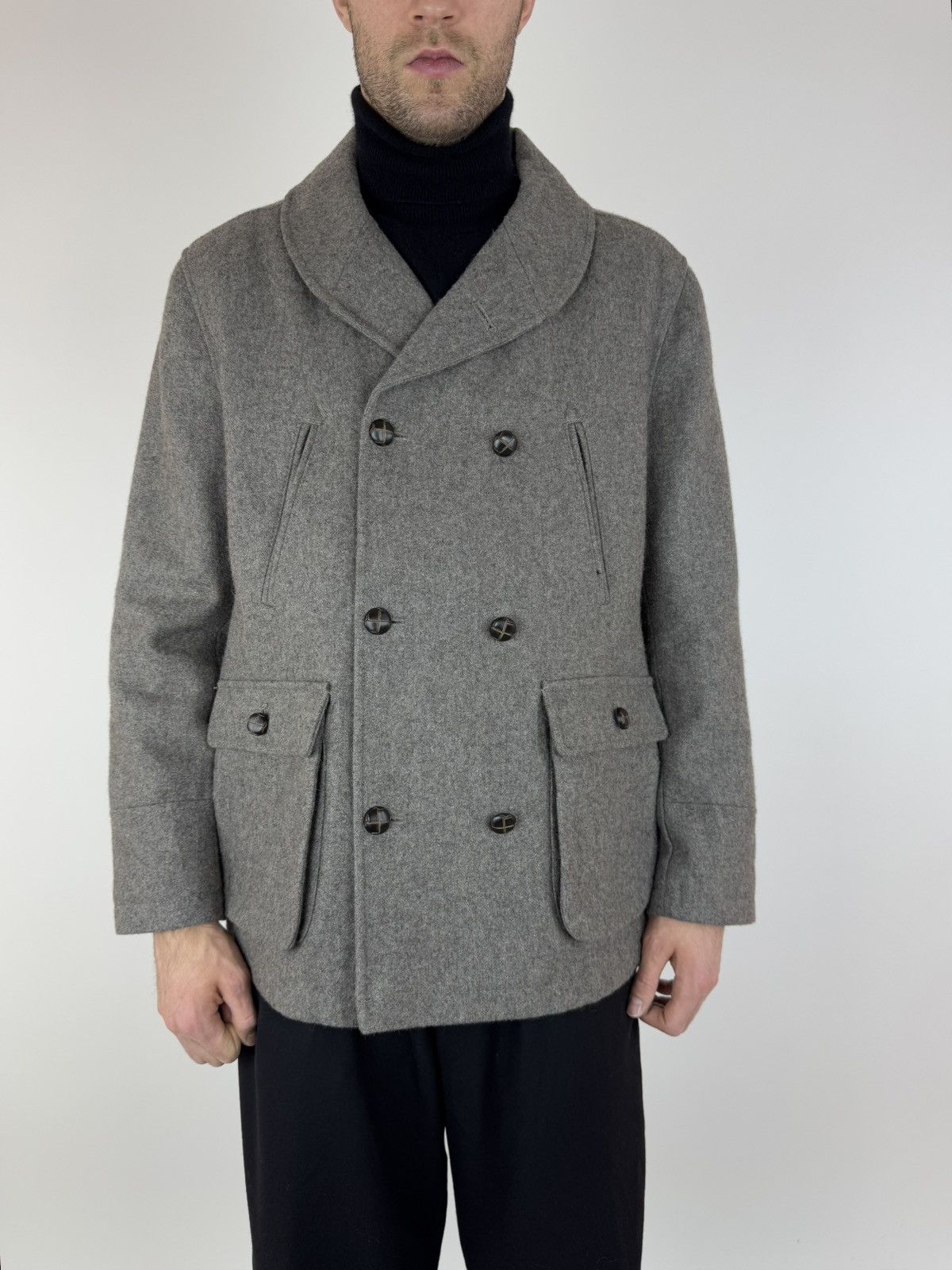 Jasper Conran JASPER CONRAN Wool Coat Double-breasted Tweed Overcoat Size US XL / EU 56 / 4 - 2 Thumbnail