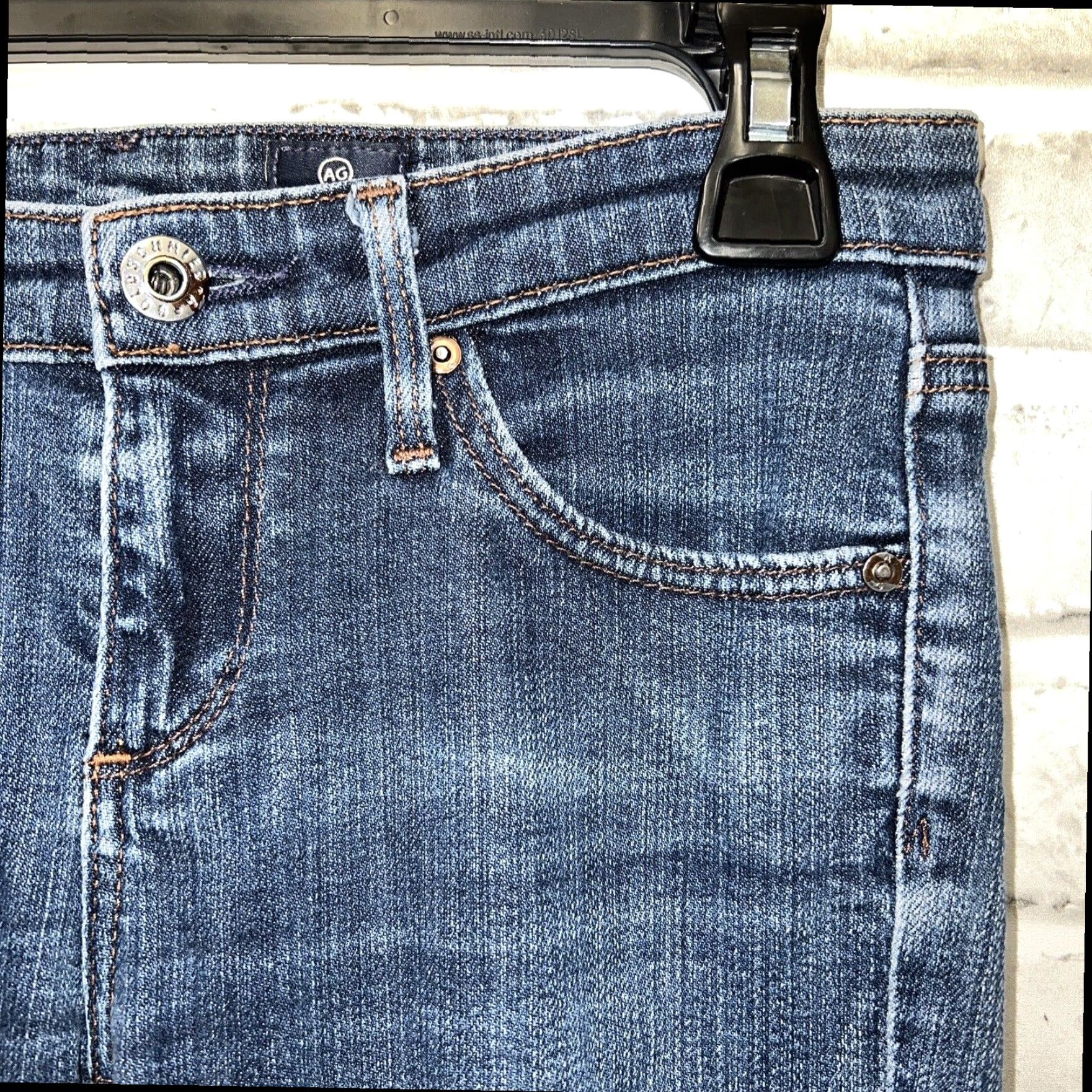 Vintage AG Adriano Goldschmied The Stevie Blue Straight Jeans Women's Petite Size 25P Size 42" / US 20 - 2 Thumbnail