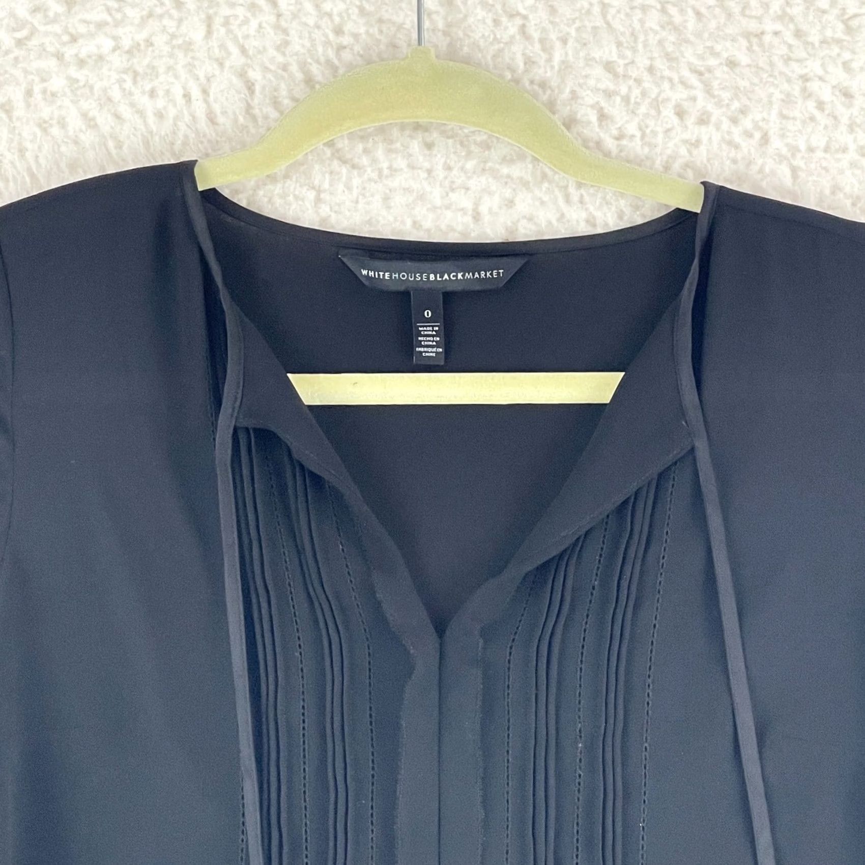 White House Black Market White House Black Market Shirt Womens Size 0 Pleated Chiffon Bell Sleeve Black Shirt Womens 0 Pleated Chiffon Bell Sleeve Black Size XS / US 0-2 / IT 36-38 - 3 Thumbnail