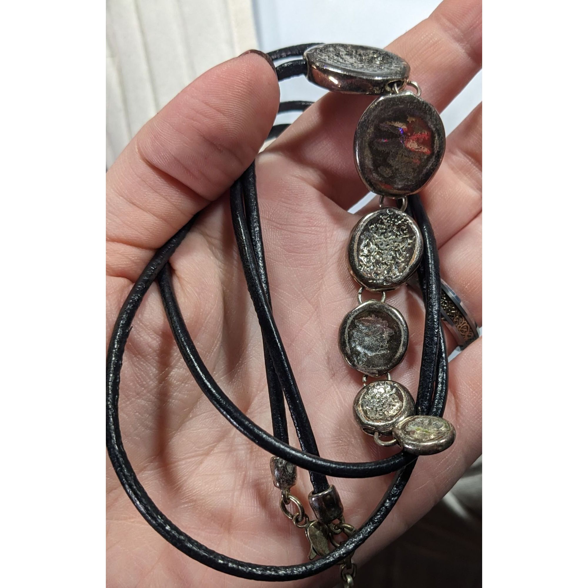 Other Vintage Brutalist Graduated Disc Pendant Silver Tone And Bla Size ONE SIZE - 4 Thumbnail